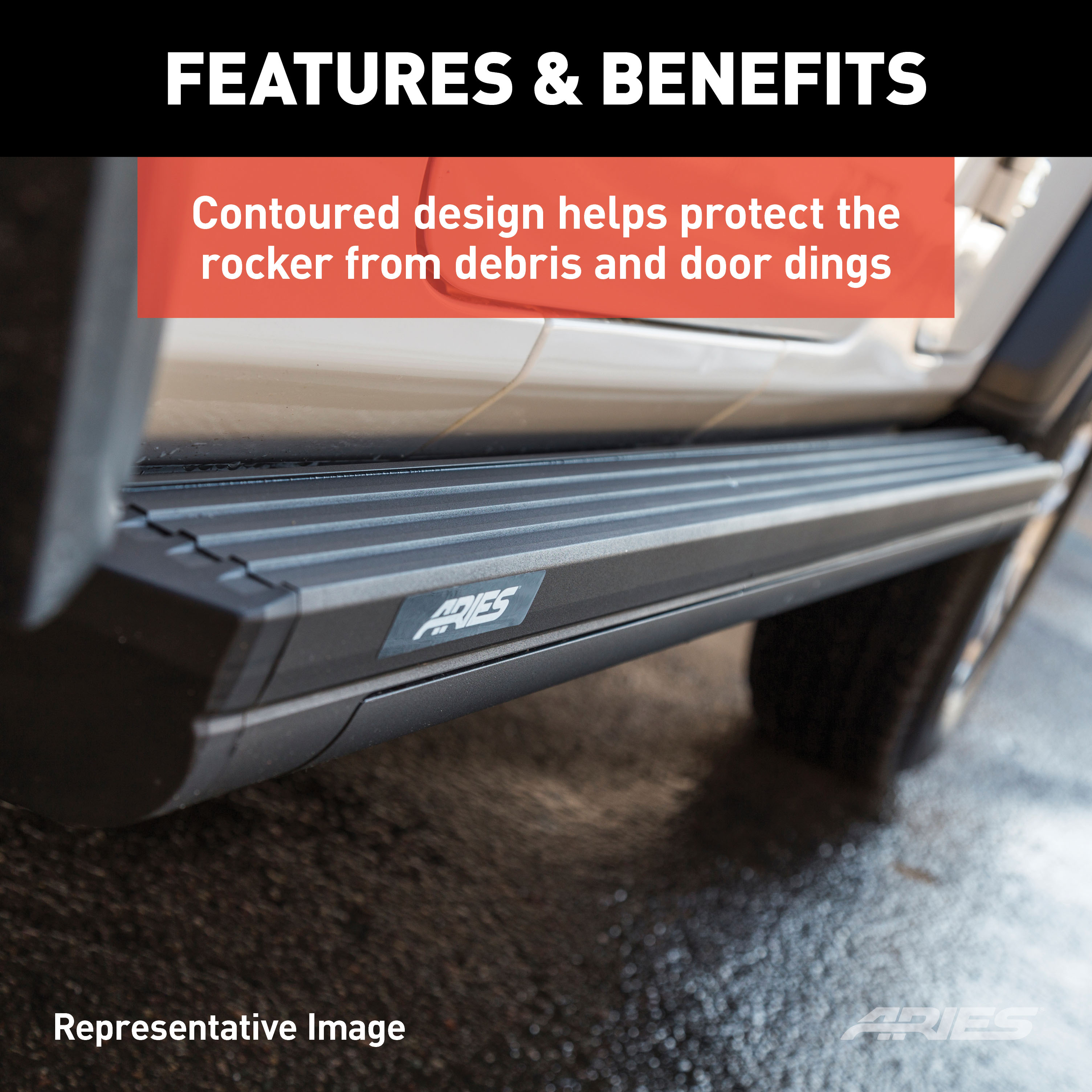ARIES ActionTrac 87.6" Powered Running Boards, Select Nissan Titan, XD Crew Cab Step Nerf Bar Kit thumbnail 8
