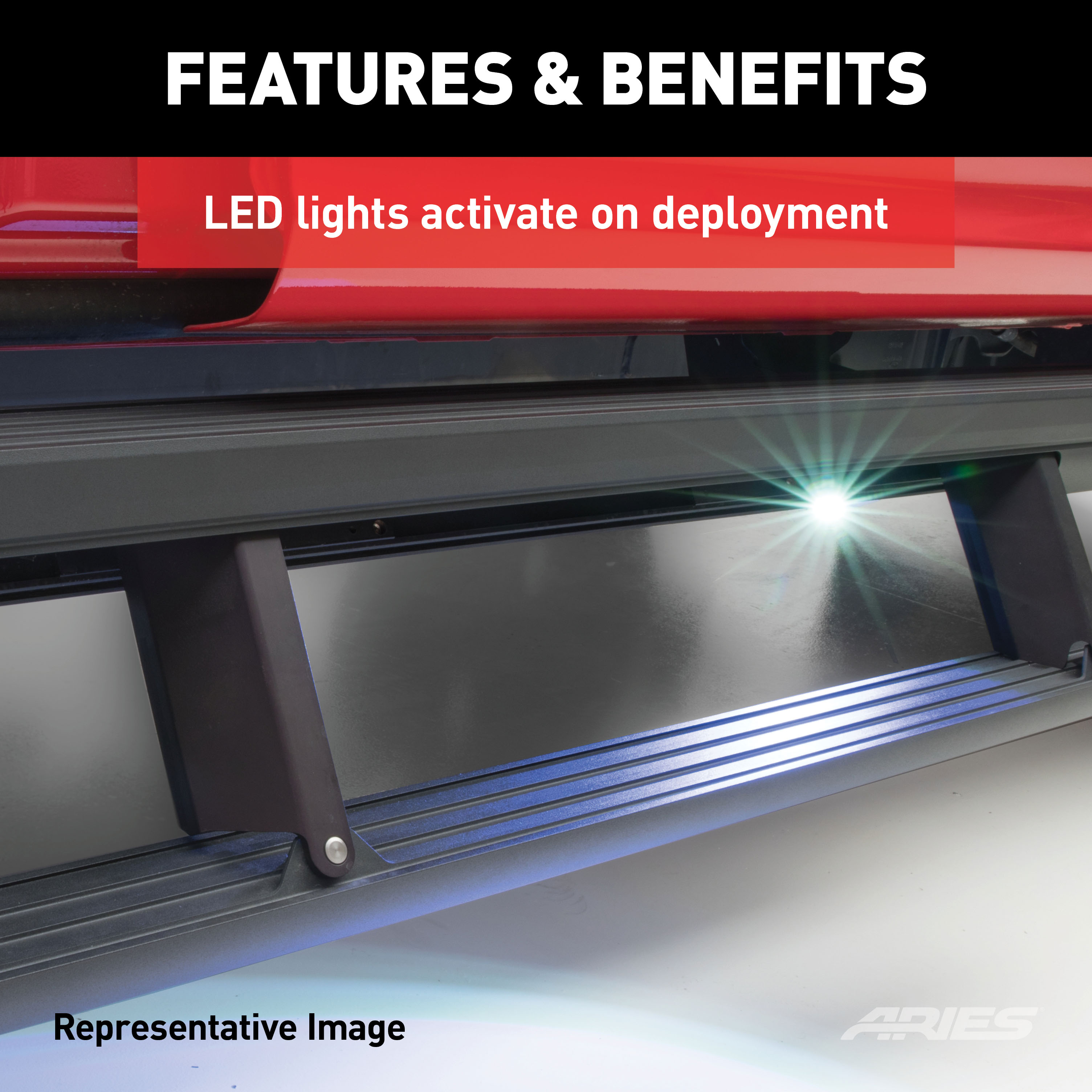 ARIES ActionTrac 87.6" Powered Running Boards, Select Nissan Titan, XD Crew Cab Step Nerf Bar Kit thumbnail 10