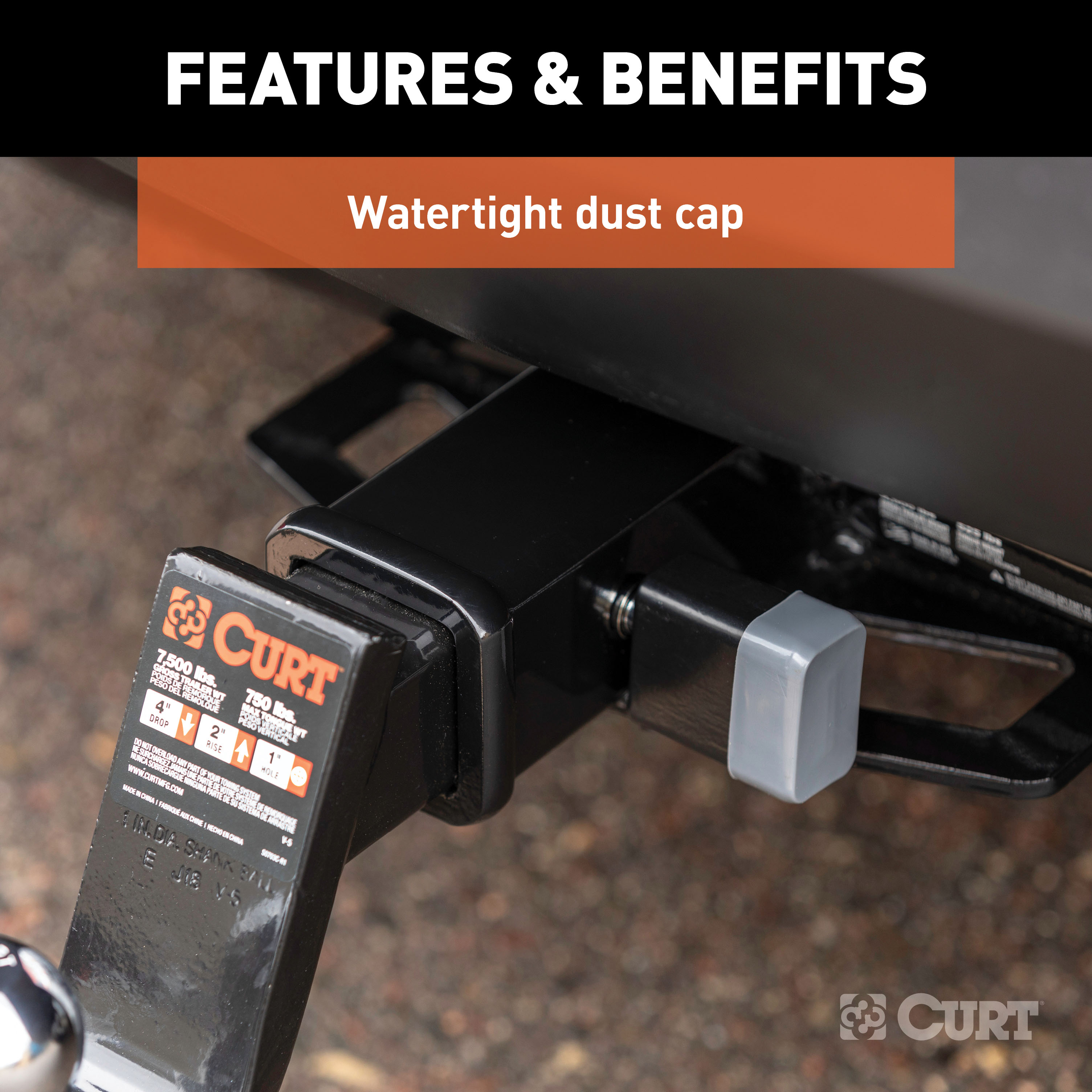 CURT 1/2" Hitch Lock with 5/8" Adapter (1-1/4" or 2" Receiver, Deadbolt, Chrome) Trailer Hitch Lock thumbnail 4