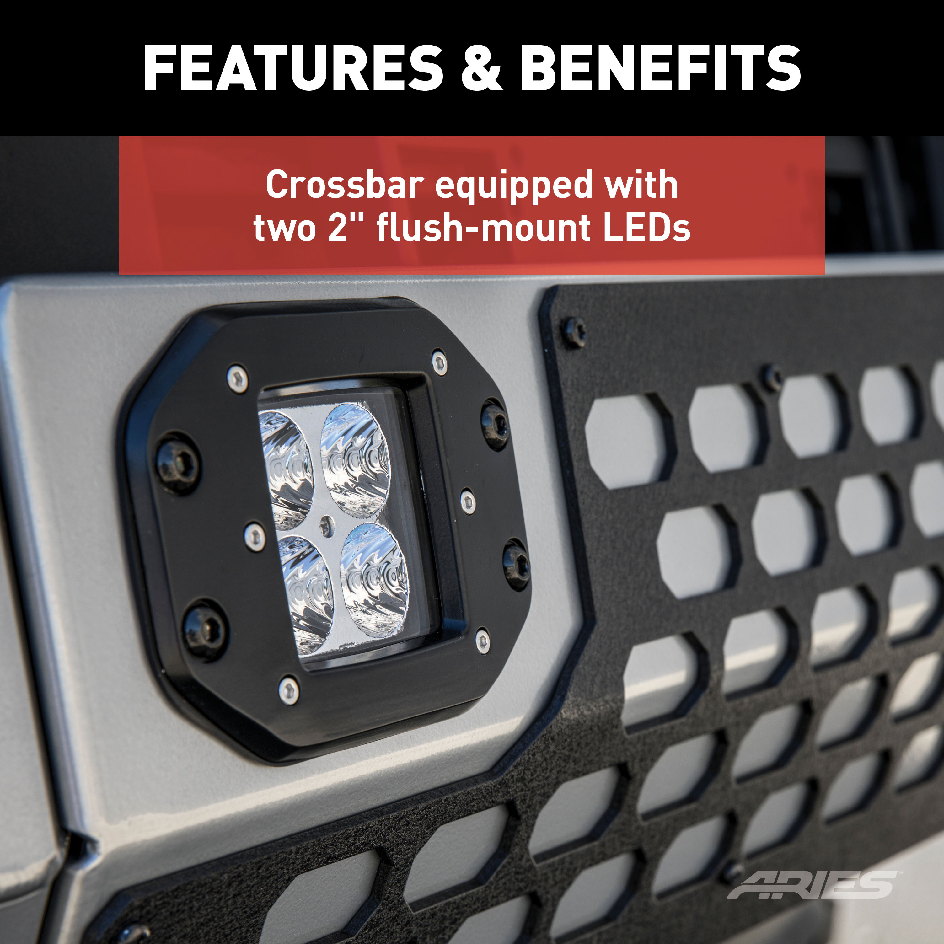 ARIES AdvantEDGE 5-1/2" Chrome Aluminum Bull Bar with Lights, Select Dodge, Ram 1500 Brush Guard thumbnail 8