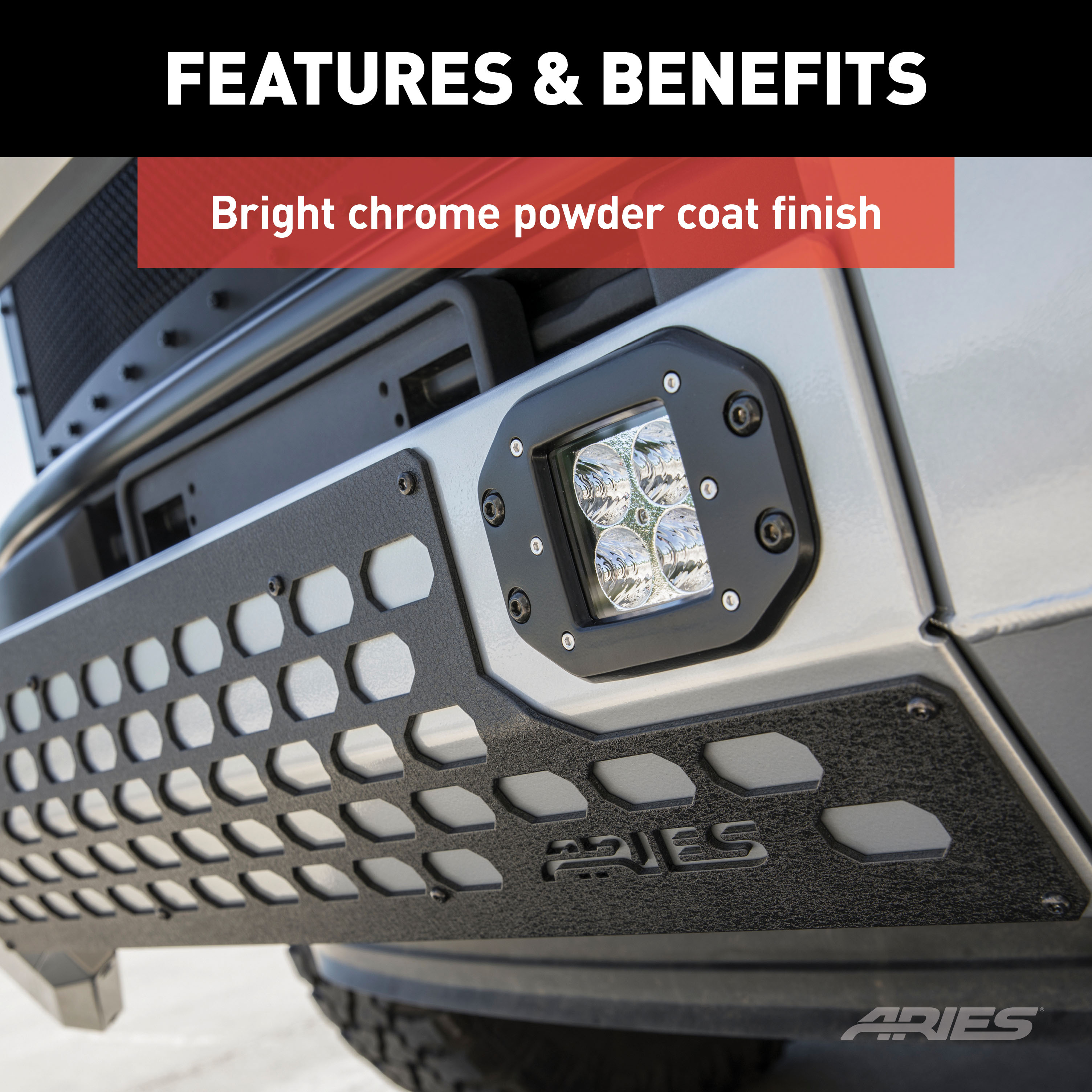 ARIES AdvantEDGE 5-1/2" Chrome Aluminum Bull Bar with Lights, Select Dodge, Ram 1500 Brush Guard thumbnail 9