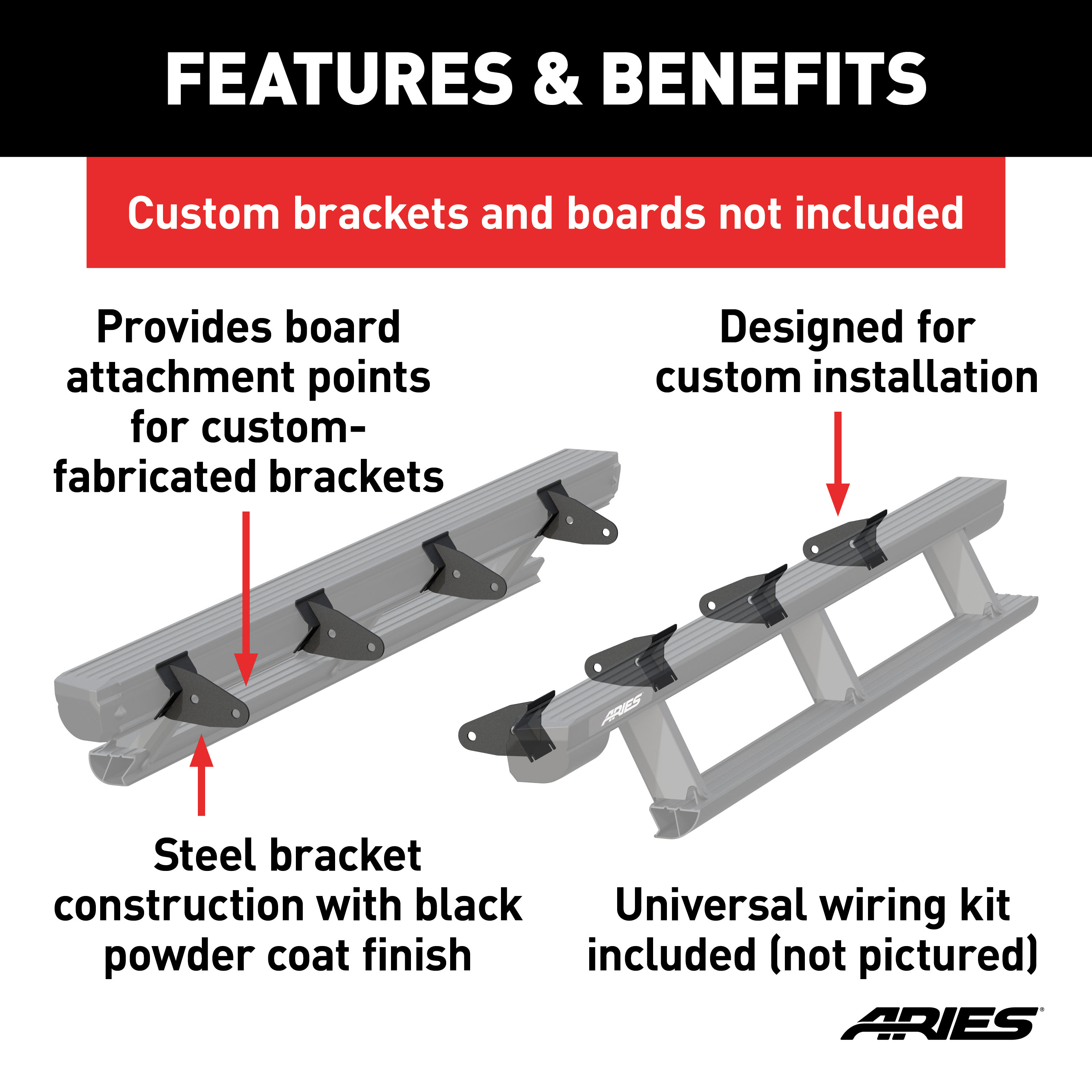 ARIES Universal ActionTrac Mounting Brackets (8-Pack, Fabricated Brackets Required) Running Board Mounting Bracket thumbnail 2