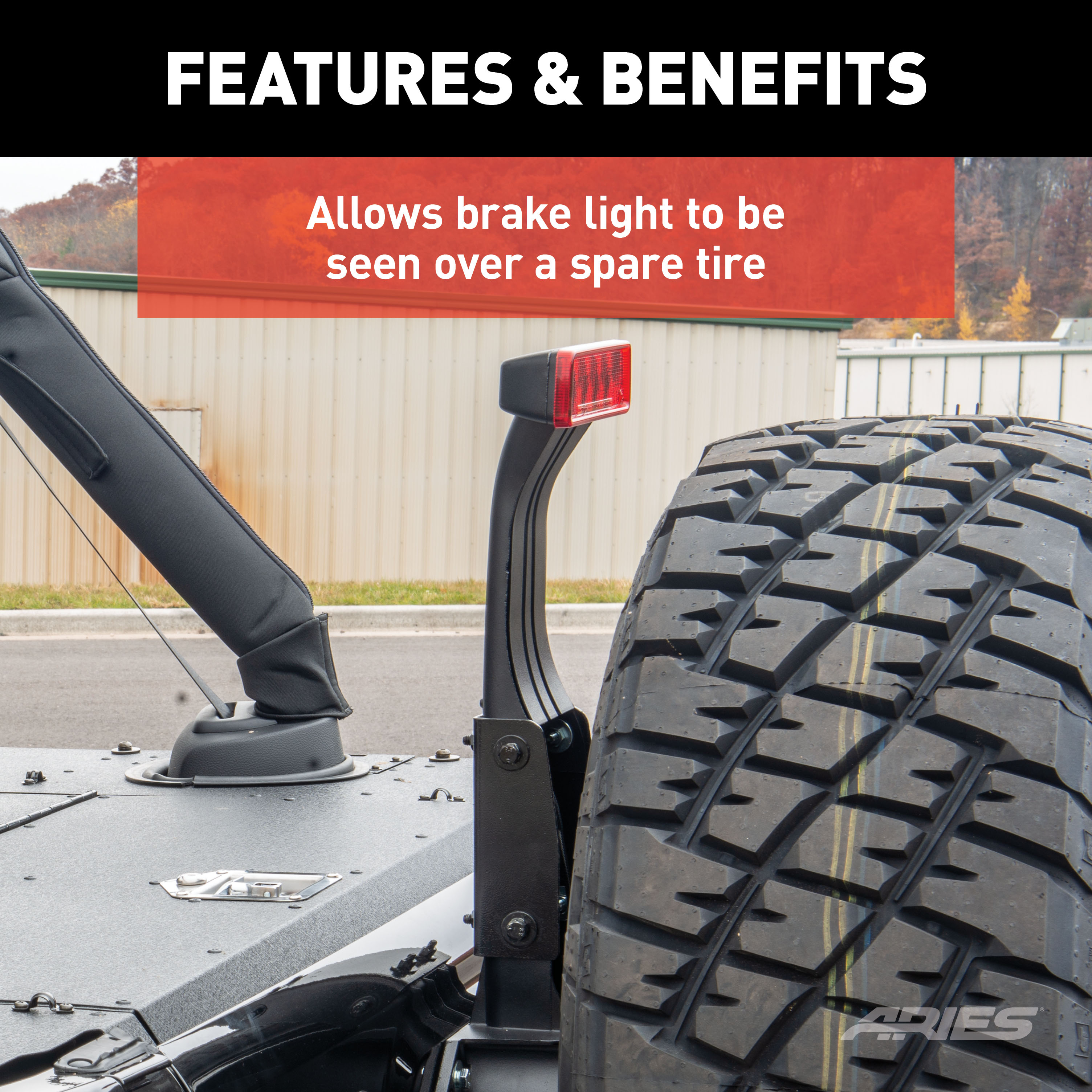 ARIES Jeep Wrangler JK Third Brake Light Extension Bracket Center High Mount Stop Light thumbnail 2