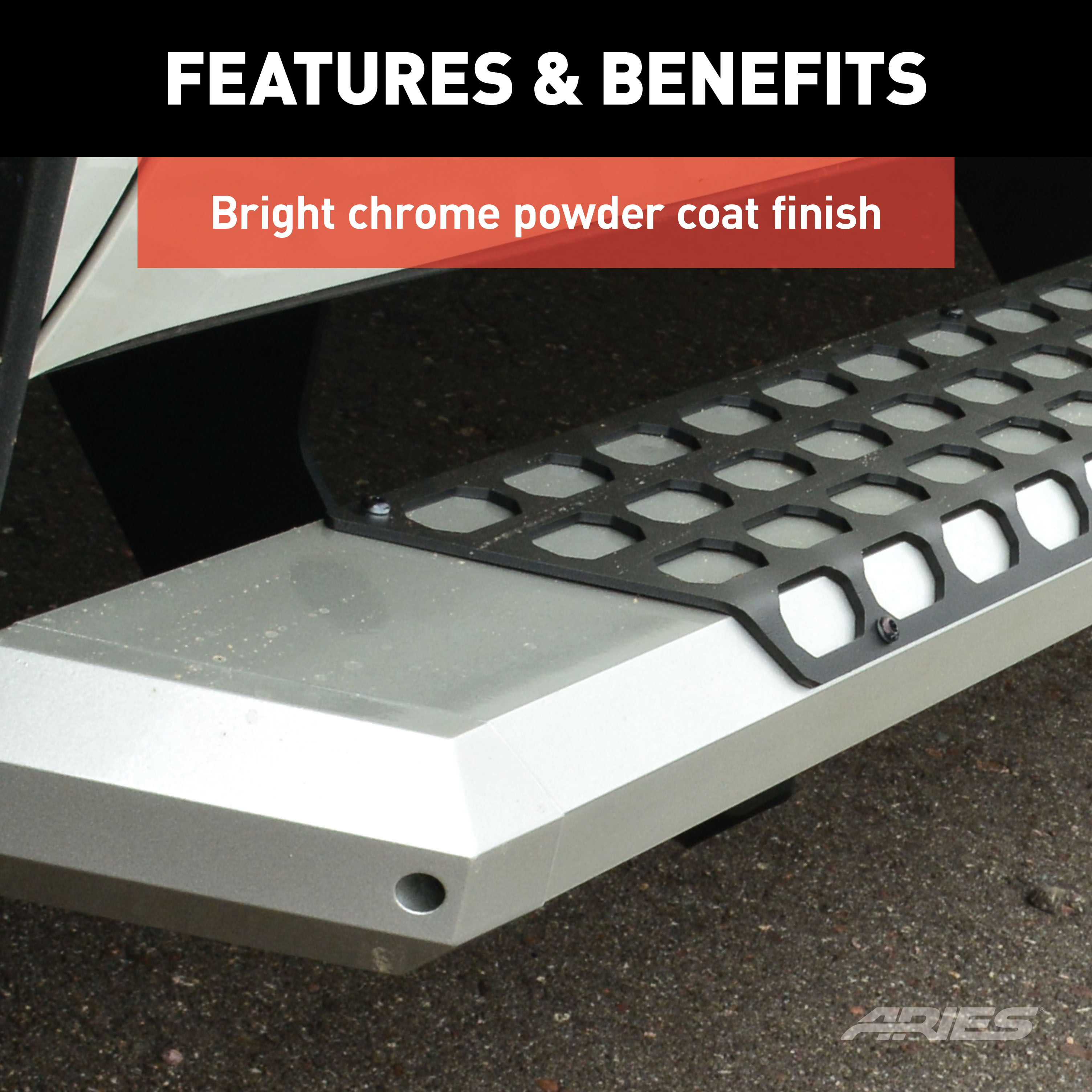 ARIES AdvantEDGE 5-1/2" x 91" Chrome Aluminum Side Bars, Select Silverado, Sierra Crew Step Nerf Bar Kit thumbnail 8