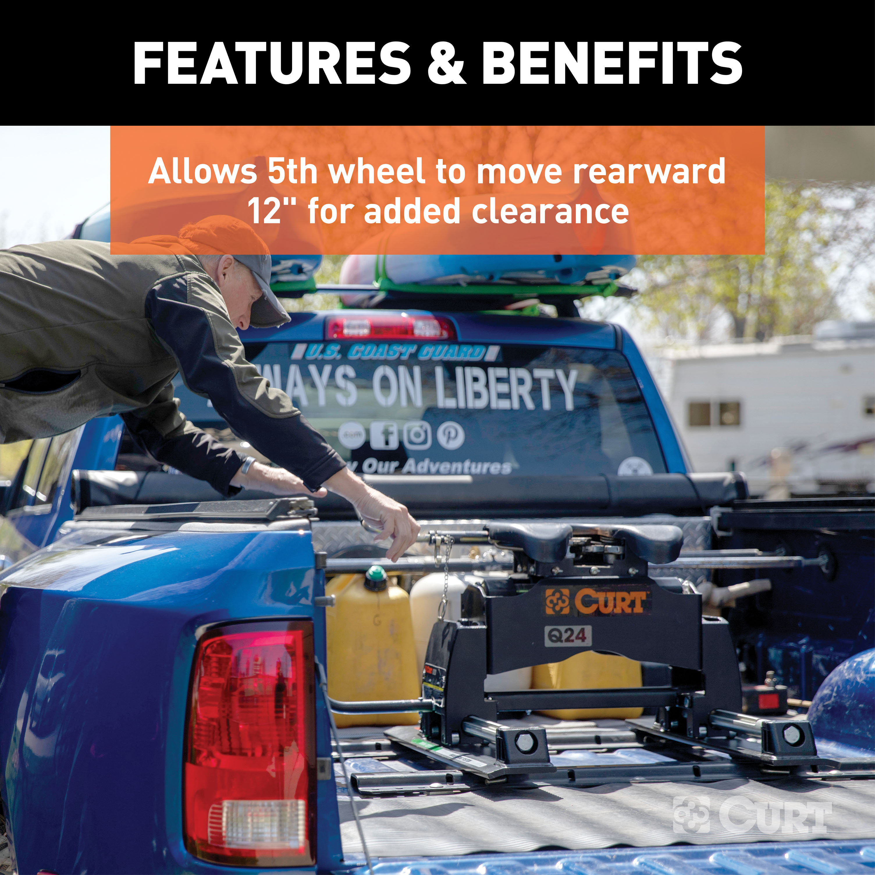 CURT R24 5th Wheel Roller, 24,000 lbs. Fifth Wheel Trailer Hitch Roller thumbnail 2