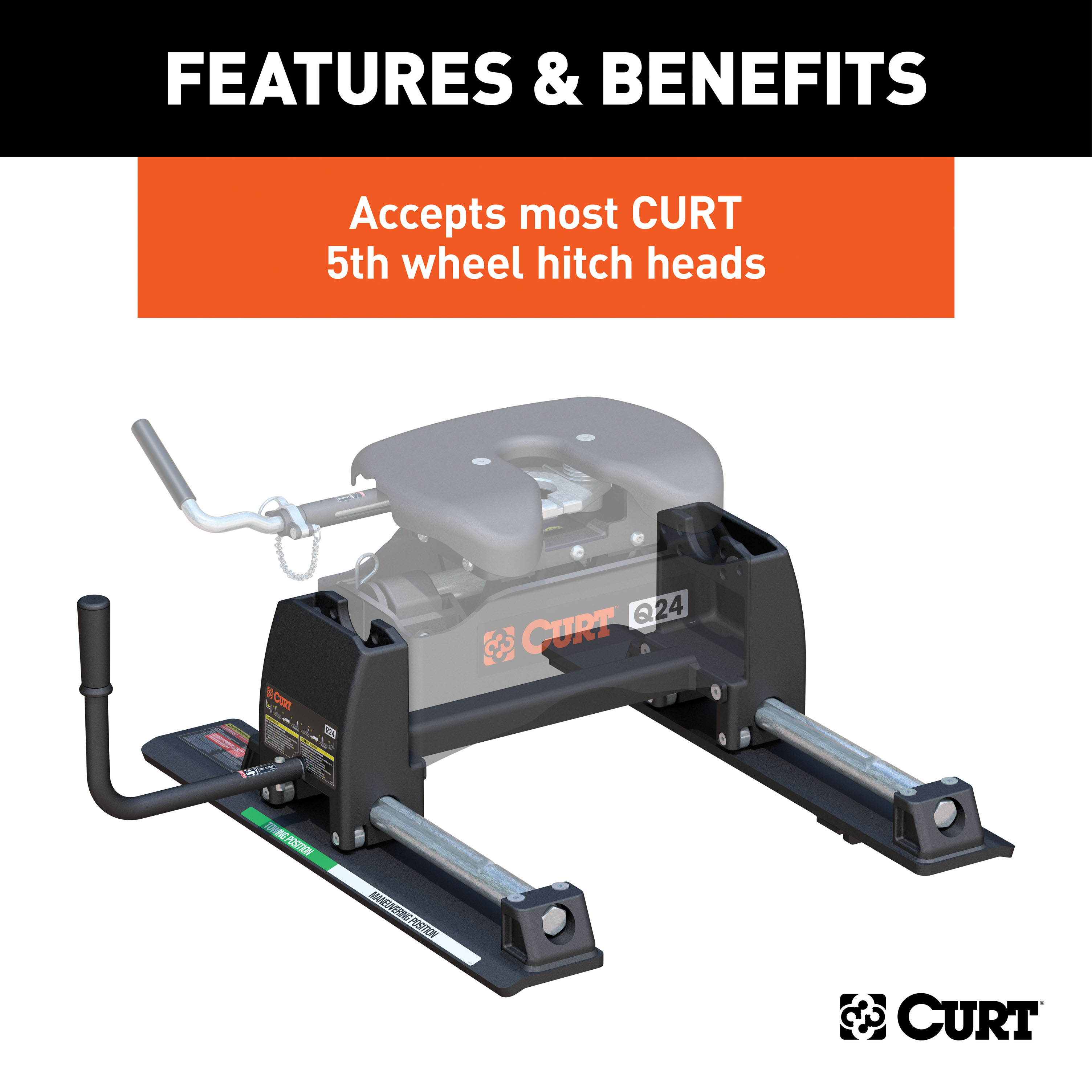 CURT R24 5th Wheel Roller, 24,000 lbs. Fifth Wheel Trailer Hitch Roller thumbnail 3