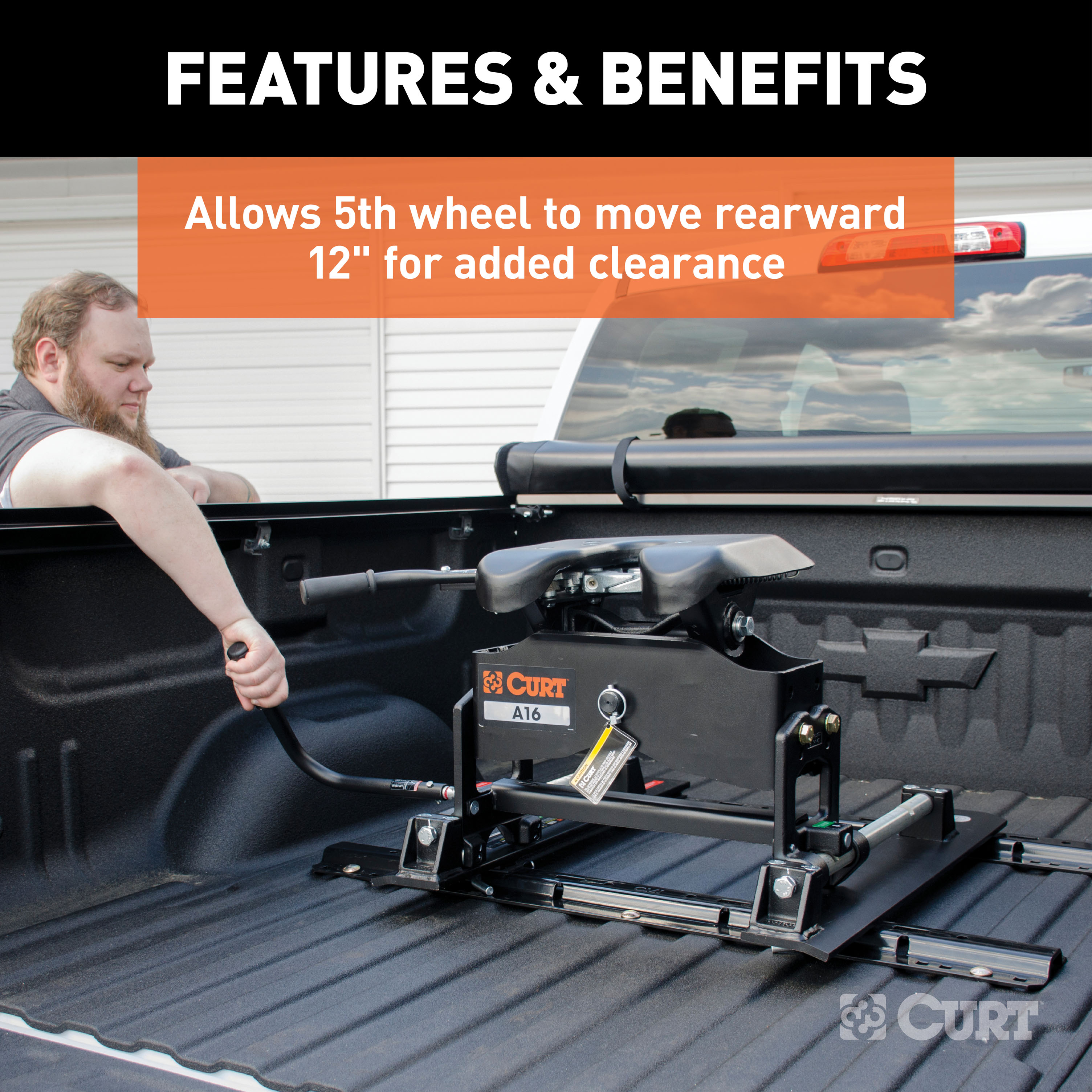 CURT R16 5th Wheel Roller, 16,000 lbs. Fifth Wheel Trailer Hitch Roller thumbnail 2