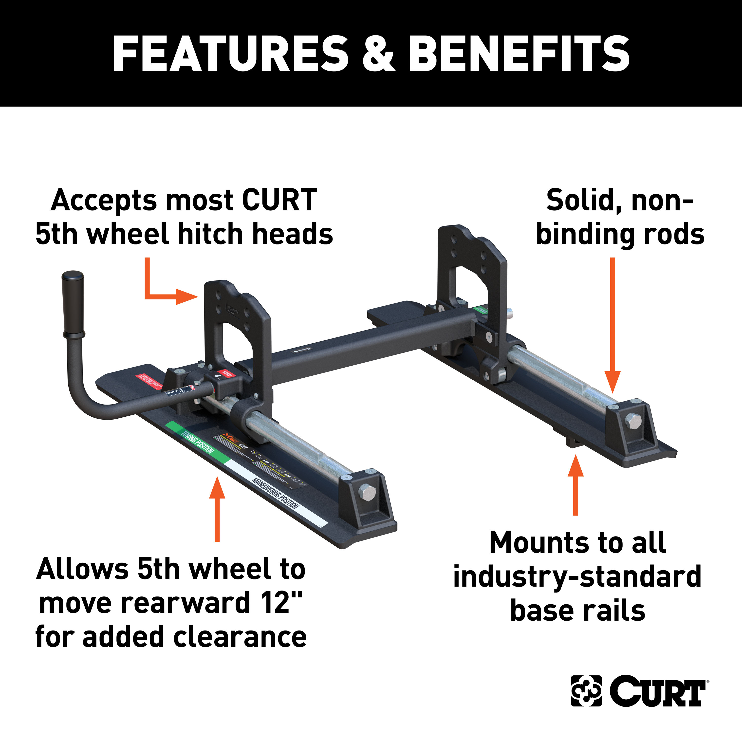 CURT R16 5th Wheel Roller, 16,000 lbs. Fifth Wheel Trailer Hitch Roller thumbnail 1