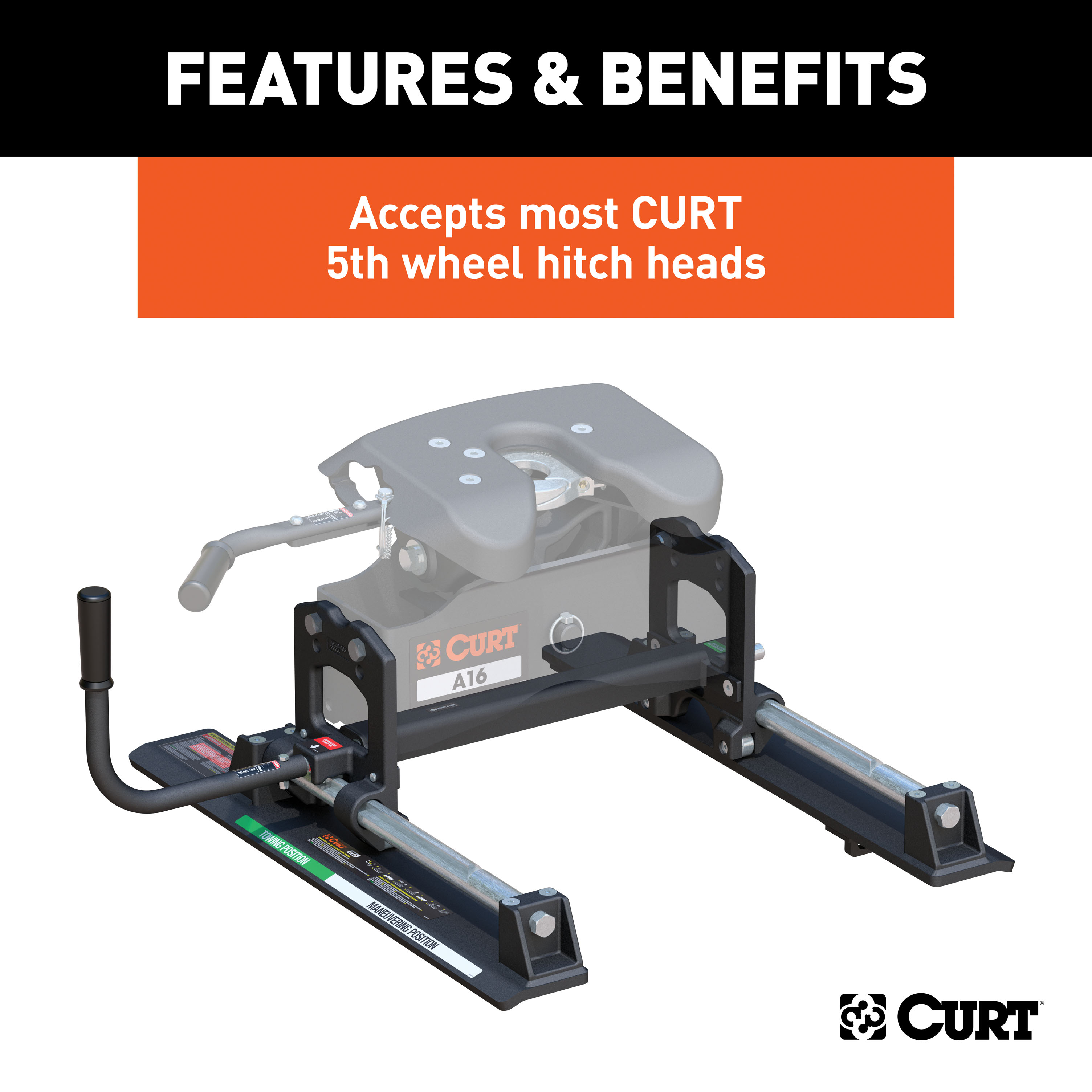 CURT R16 5th Wheel Roller, 16,000 lbs. Fifth Wheel Trailer Hitch Roller thumbnail 3