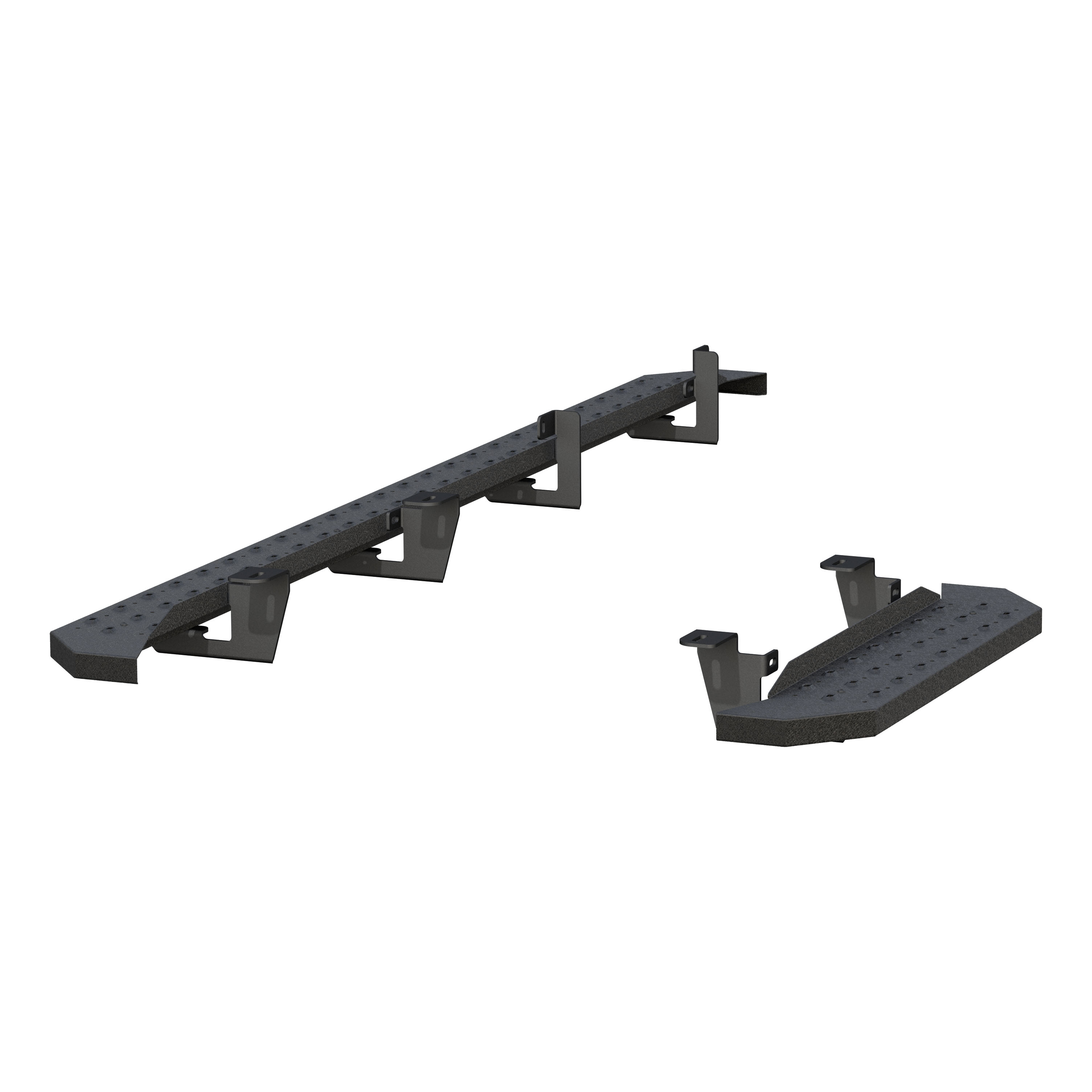 ARIES RidgeStep 6-1/2" x 96", 36" Black Steel Running Boards, Select Ford E-Series Step Nerf Bar Kit thumbnail 2