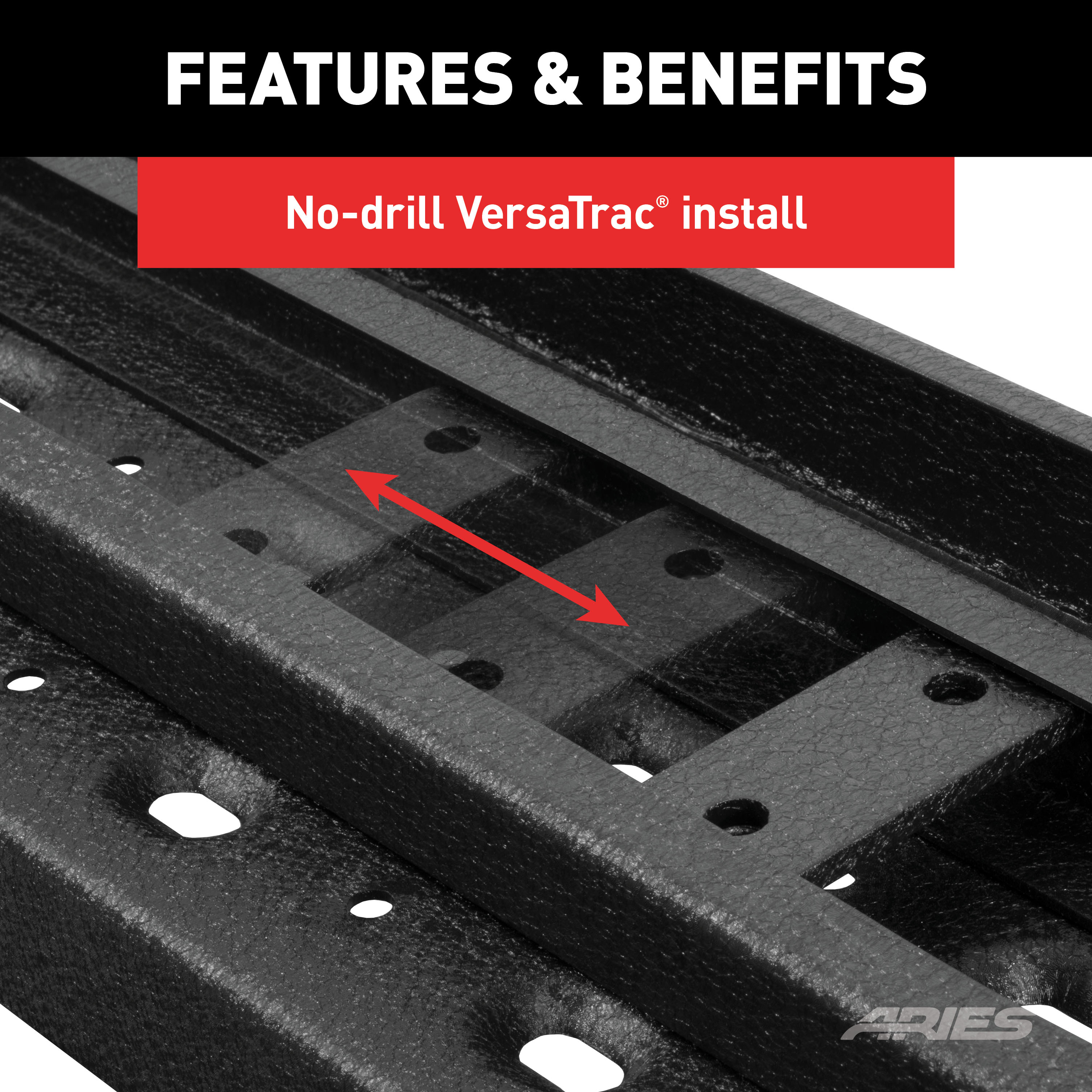 ARIES RidgeStep 6-1/2" x 96", 36" Black Steel Running Boards, Select Ford E-Series Step Nerf Bar Kit thumbnail 7