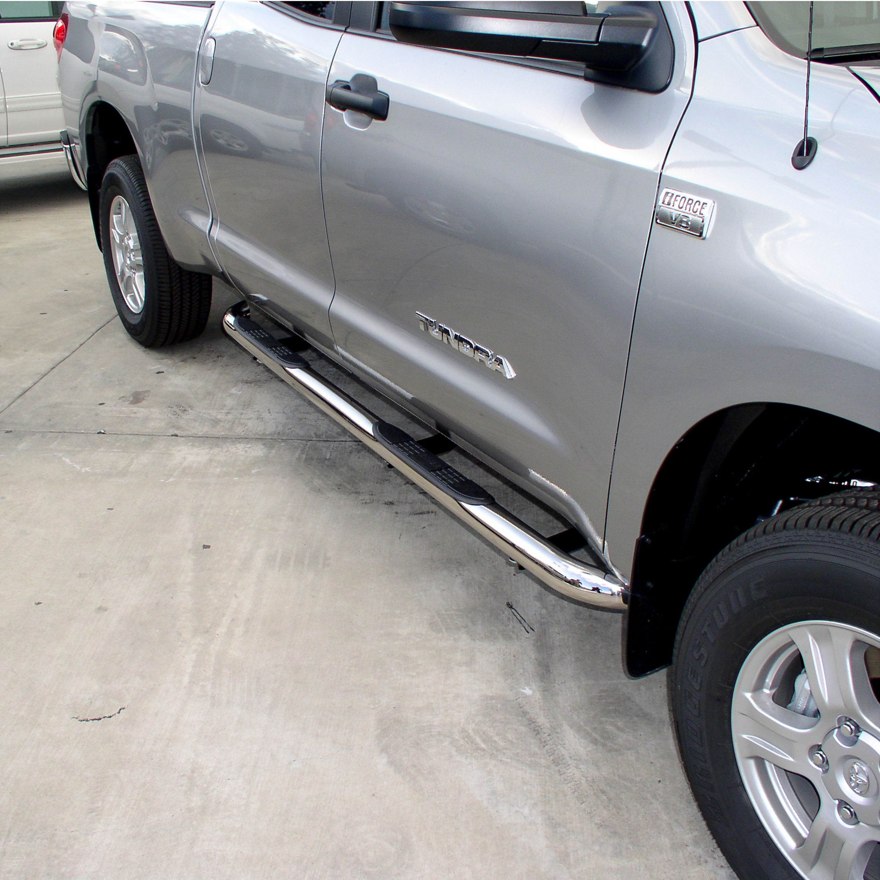 ARIES 3" Round Polished Stainless Side Bars, Select Toyota Tundra Step Nerf Bar Kit thumbnail 6
