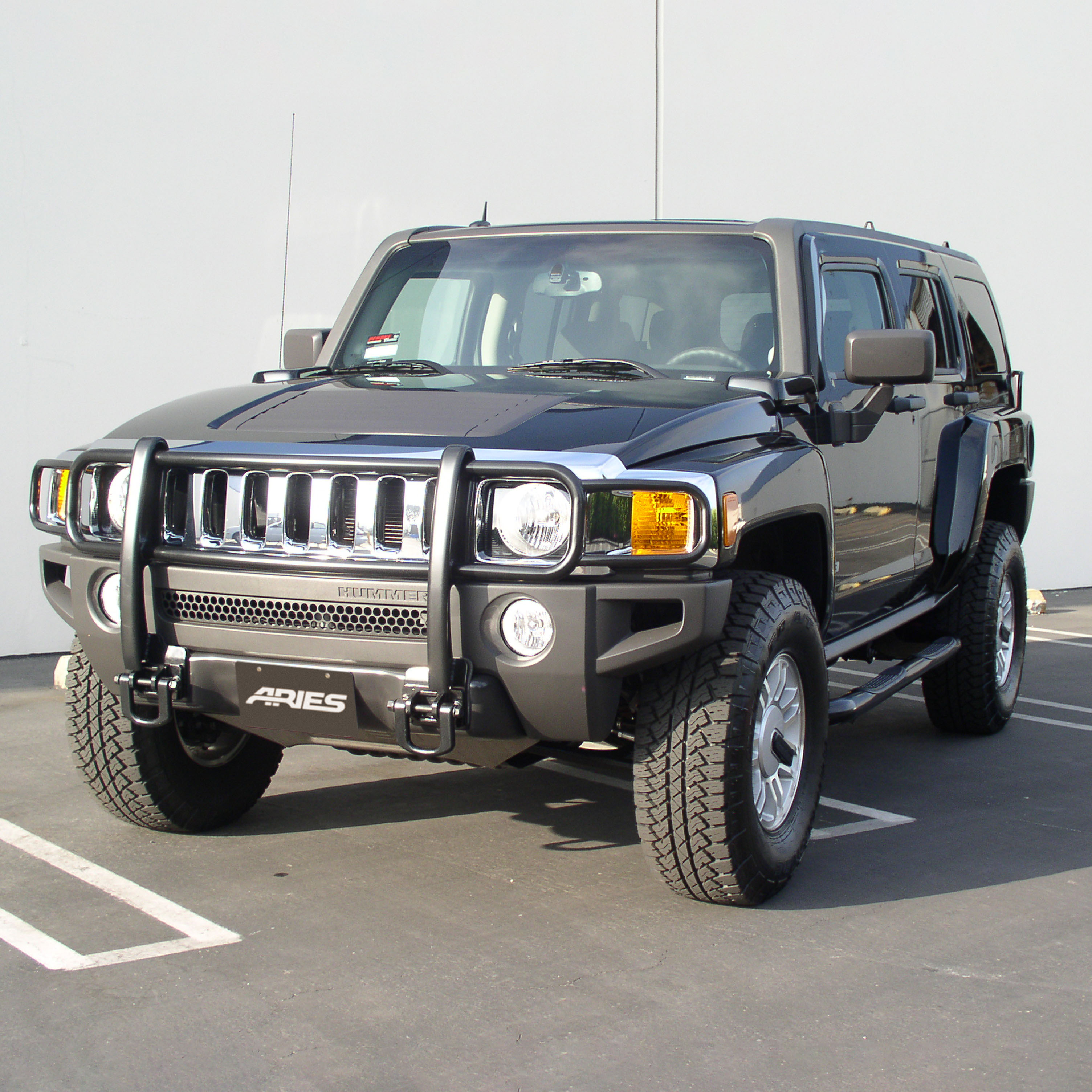 ARIES 3" Round Black Steel Side Bars, Select Hummer H3 Step Nerf Bar Kit thumbnail 6