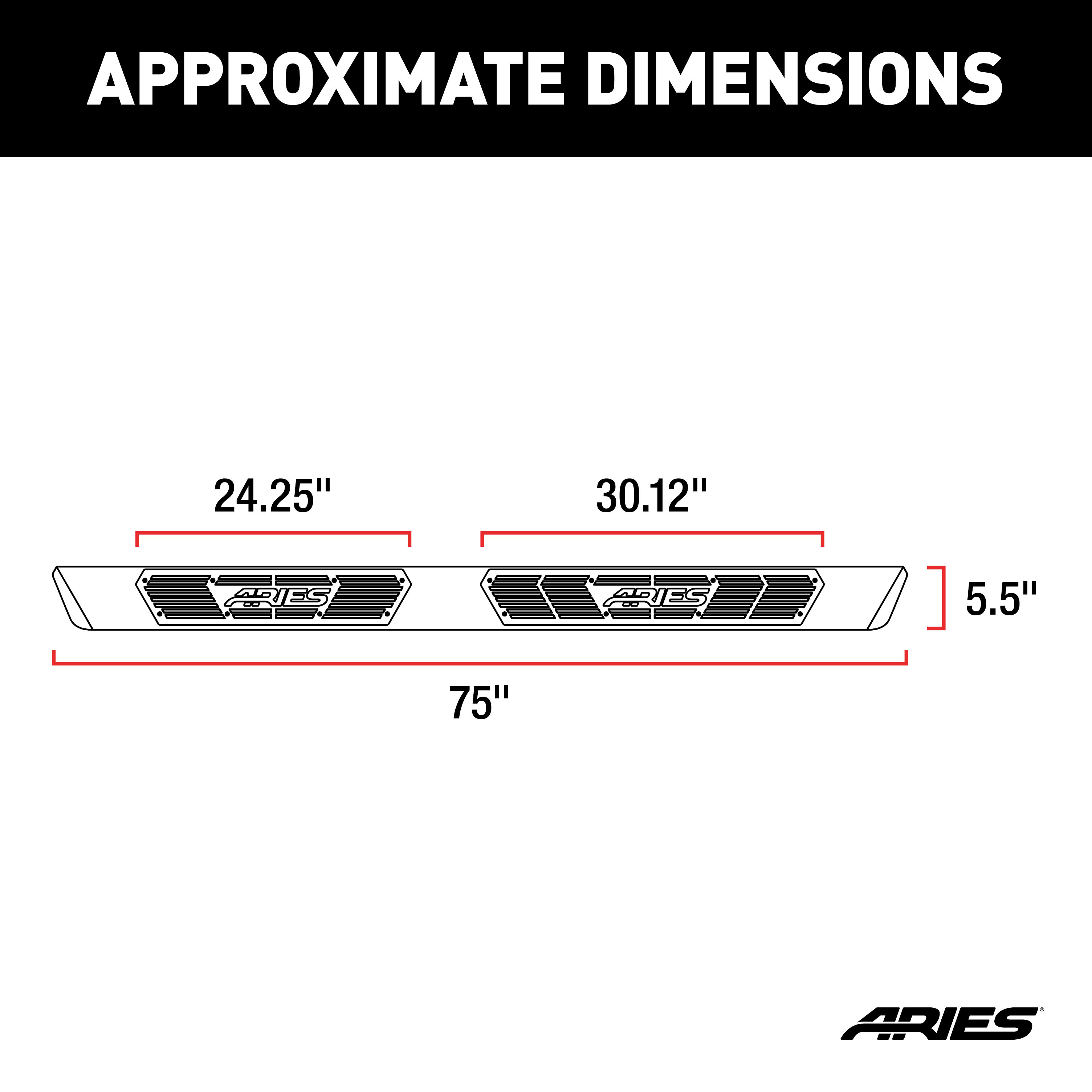 ARIES AscentStep 5-1/2" x 75" Black Steel Running Boards, Select Dodge Durango Step Nerf Bar Kit thumbnail 7