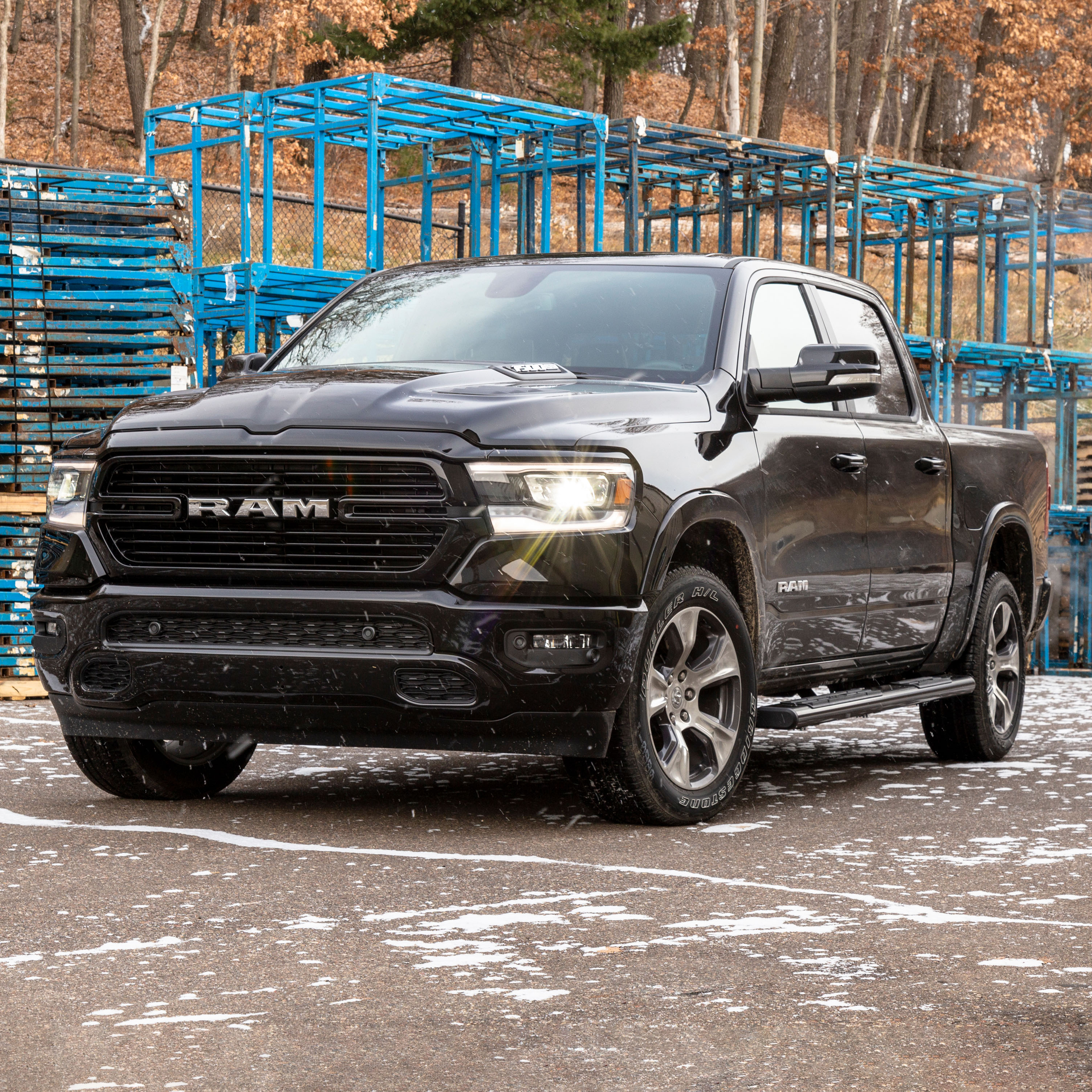 ARIES 6" x 91" Black Aluminum Oval Side Bars, Select Ram 1500 Crew Cab Step Nerf Bar Kit thumbnail 7