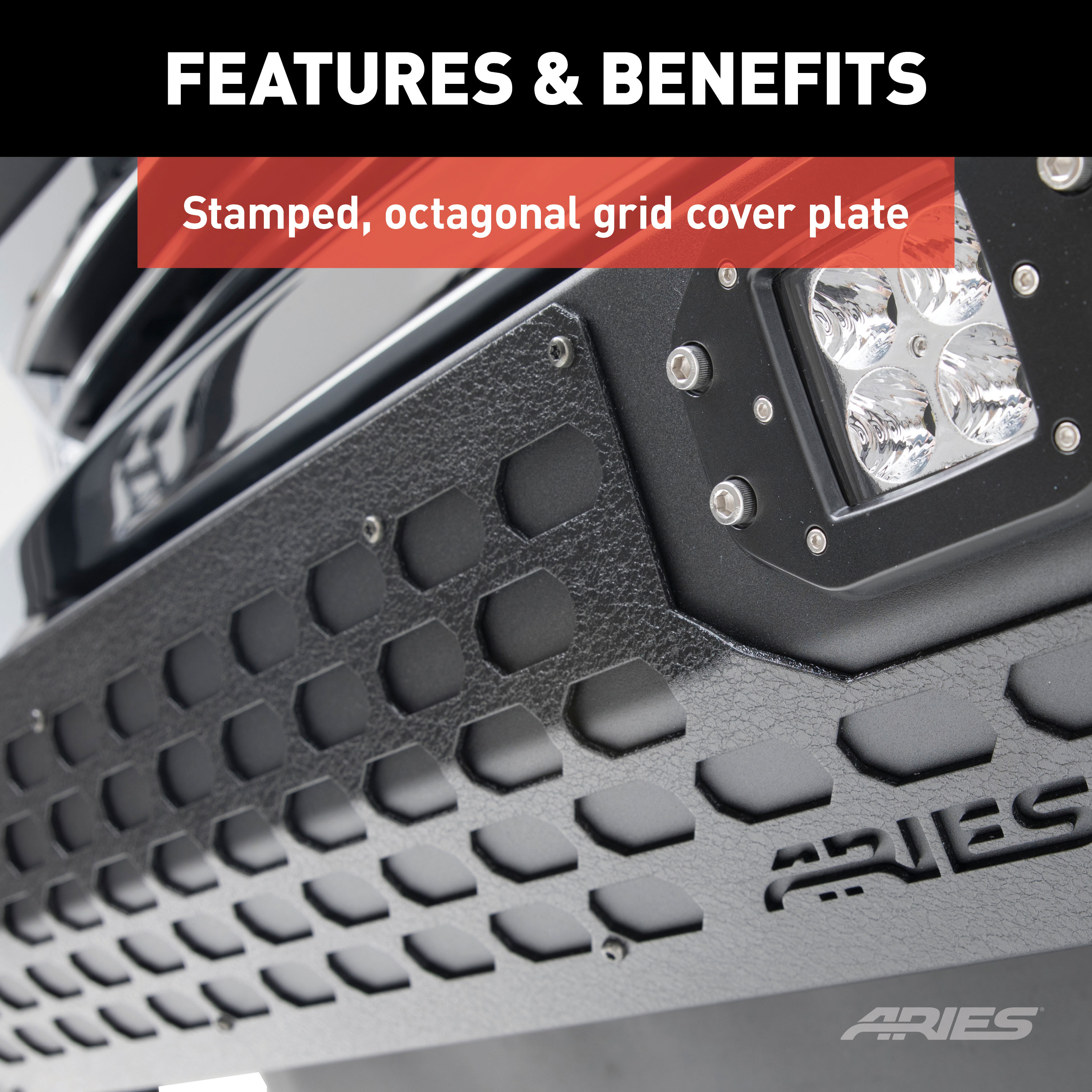 ARIES AdvantEDGE 5-1/2" Black Aluminum Bull Bar with Lights, Select Ford Super Duty Brush Guard thumbnail 7