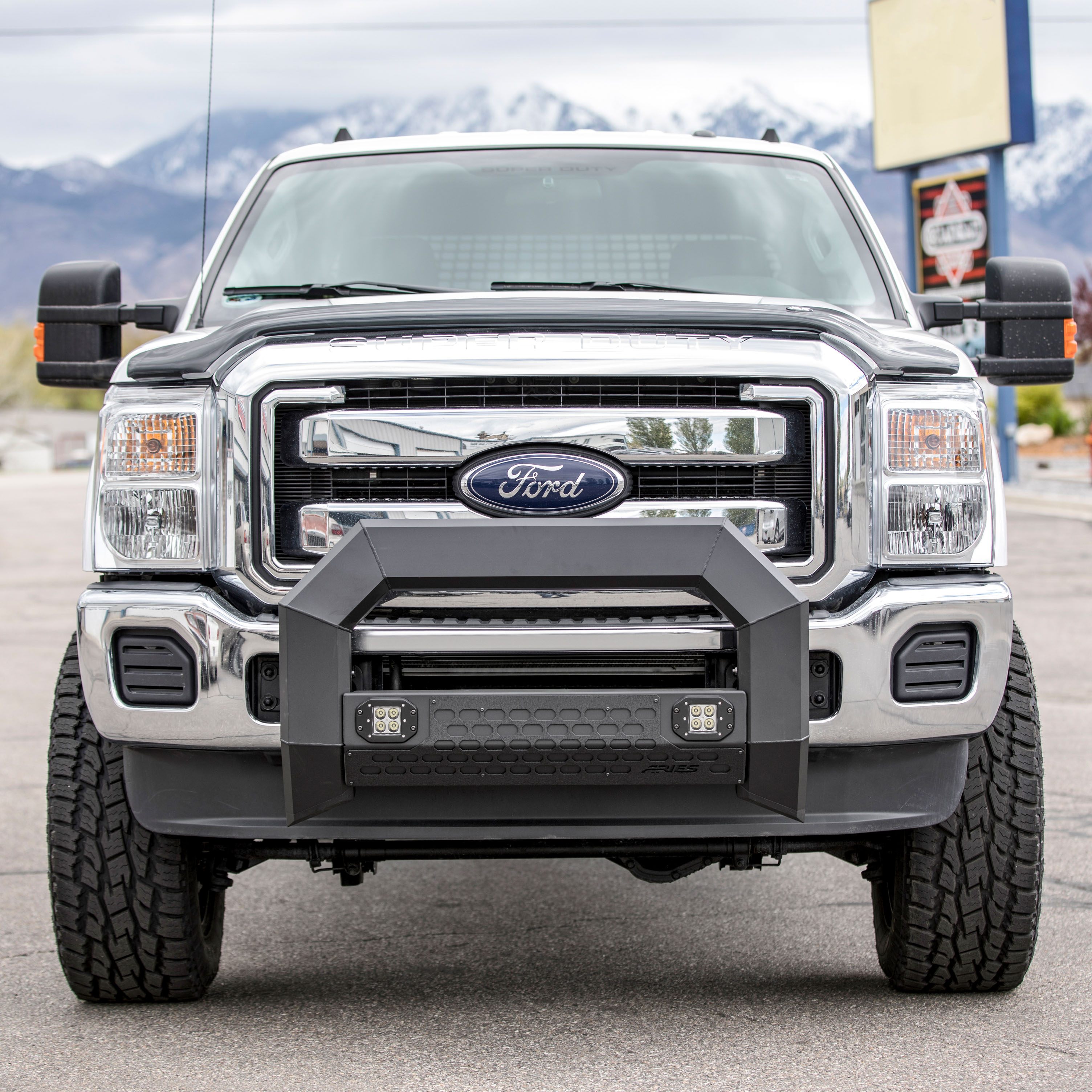 ARIES AdvantEDGE 5-1/2" Black Aluminum Bull Bar with Lights, Select Ford Super Duty Brush Guard thumbnail 11