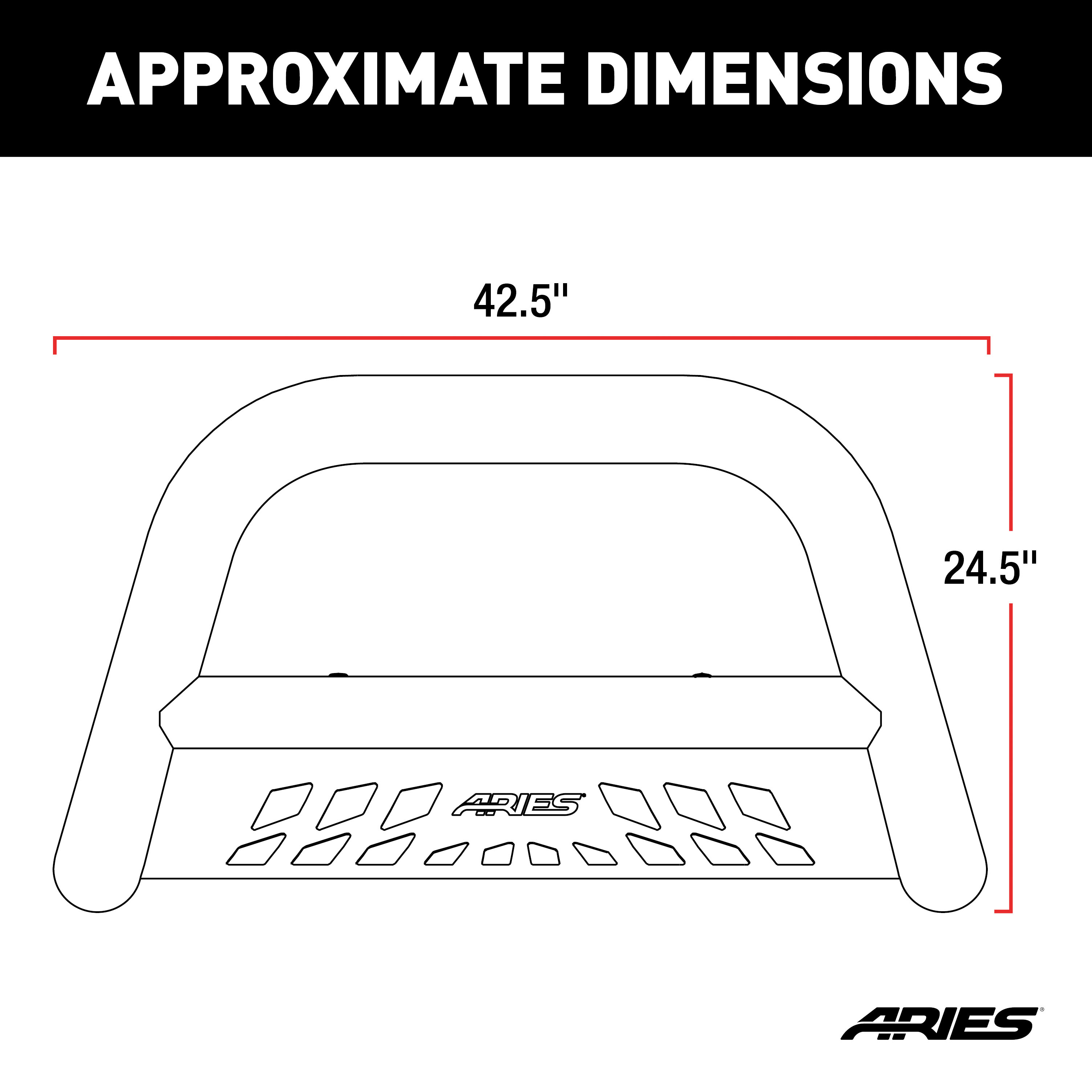 ARIES 3" Black Steel Bull Bar, Select Toyota Sequoia, Tundra Brush Guard thumbnail 7