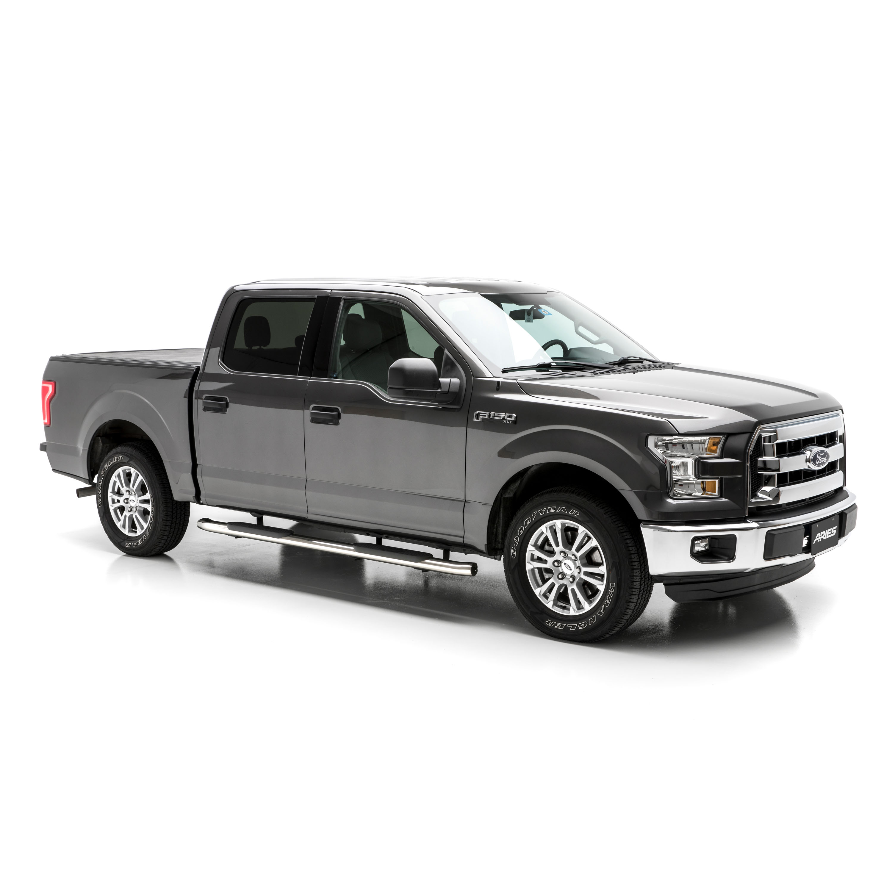 ARIES 4" Polished Stainless Oval Side Bars, Select Ford F150, F250, F350, F450, F550 Step Nerf Bar Kit thumbnail 8