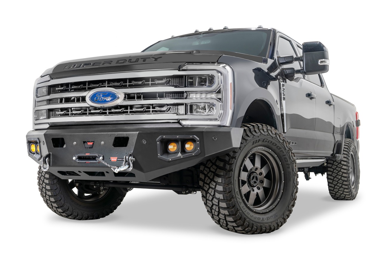 Warn 110629 Ascent HD Winch Bumper for Ford Super Duty - Black Steel thumbnail 1