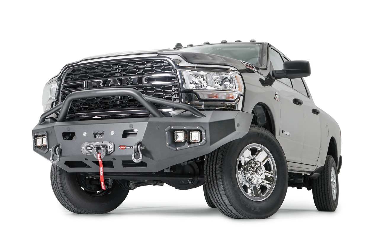 Warn 107003 Ascent HD Winch Bumper Ram 2500/3500 Black Steel thumbnail 2