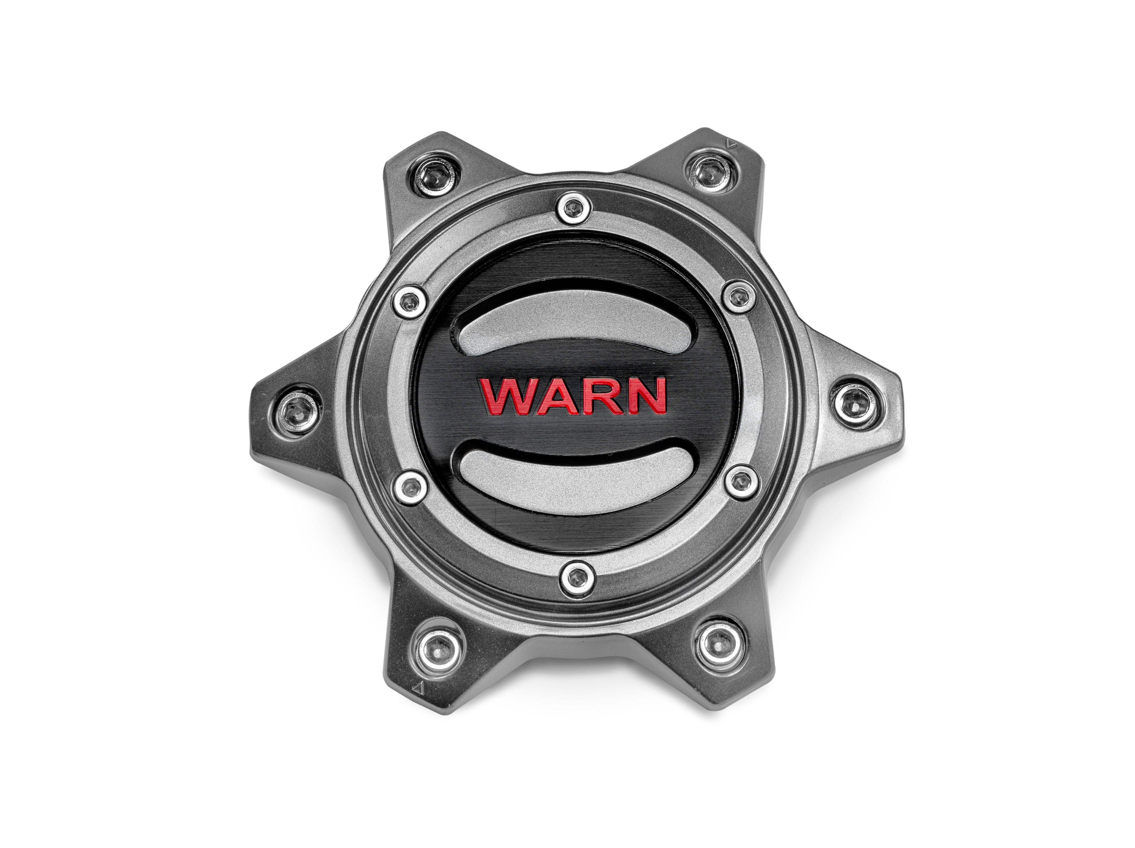 Warn 104484 Wheel Center Cap Gunmetal Gray/Red 6 Lug - Replacement for Gold Cap thumbnail 0