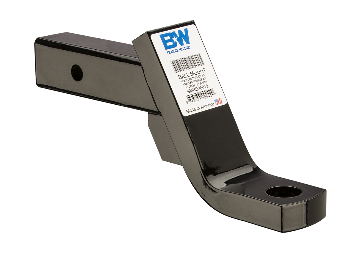 B&W 16000 4" Drop  Balls, Adjustable Ball Mount Hitch for 2" Receivers BQVLBMHD30012 thumbnail 0