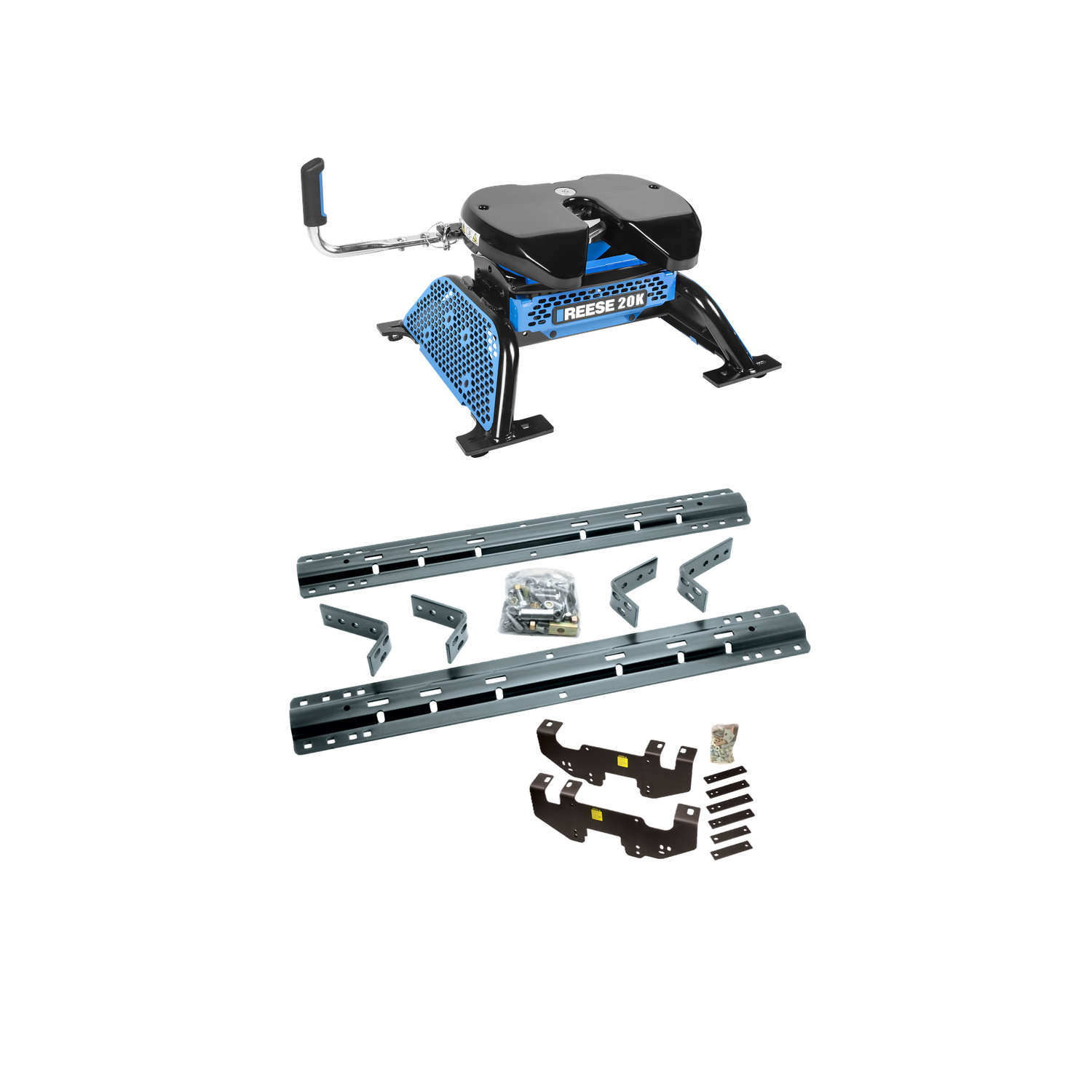 2003-2009 Dodge Ram 3500 Except Mega Cab & w/Overload Springs Reese 20K, M5 Fifth Wheel Hitch Complete Kit with Talon Jaw Lock | 20,000 lb Capacity Heavy Duty Towing (Includes Rails & Custom Fit Brackets) thumbnail 0