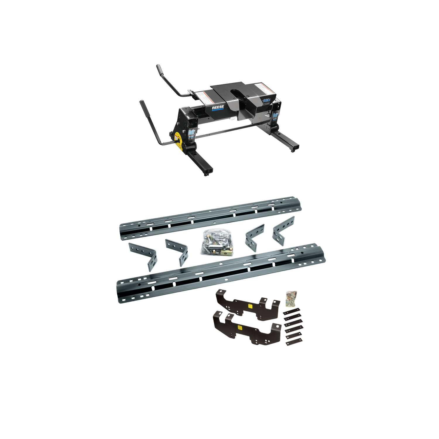 2003-2009 Dodge Ram 2500 Except Mega Cab & w/Overload Springs Reese 16K Slider Fifth Wheel, Dual Jaw, Complete System, Square Tube Slider (Includes Rails & Custom Fit Brackets) thumbnail 0