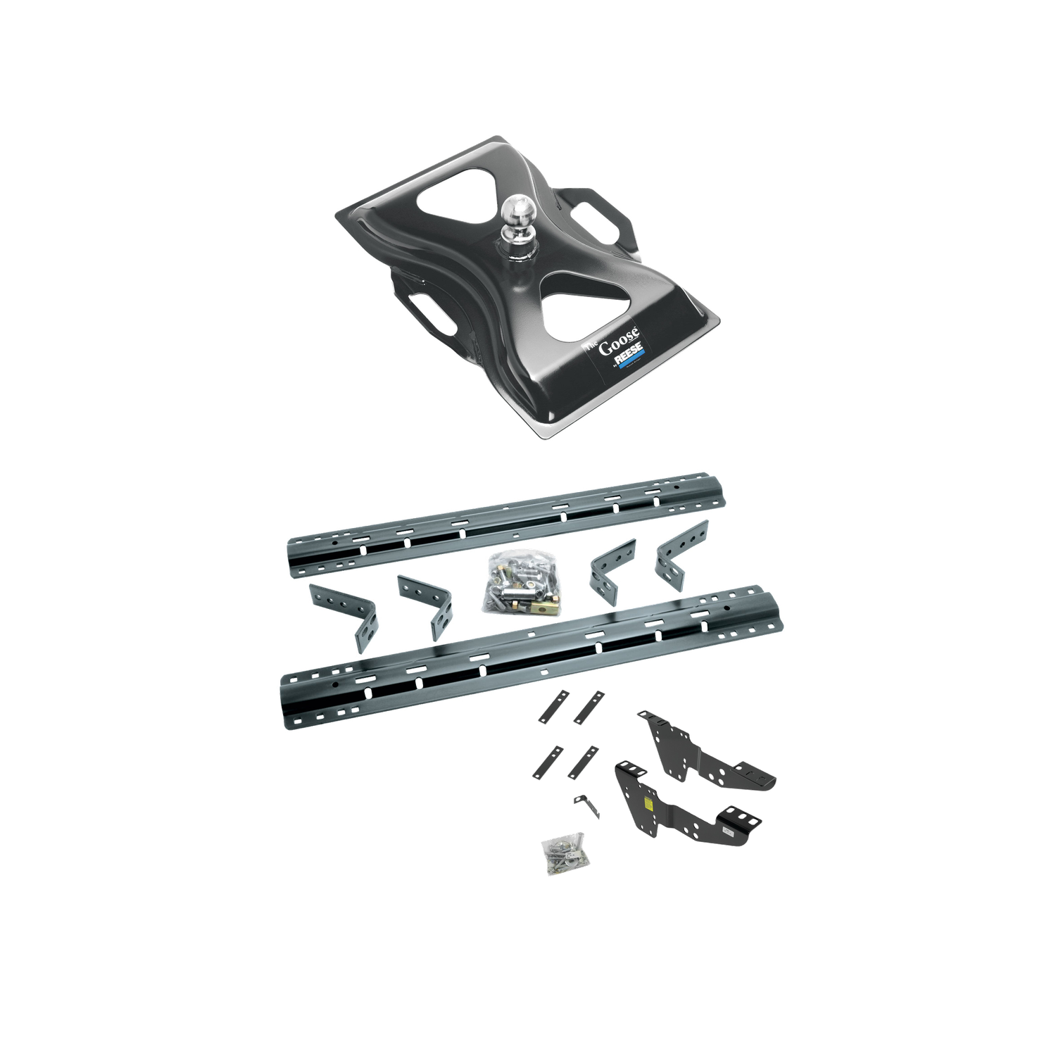 2003-2006 GMC Sierra 3500  Reese The Goose 25K Fifth Wheel Gooseneck Plate w/ Universal Rail Kit & Custom Fit Brackets thumbnail 0