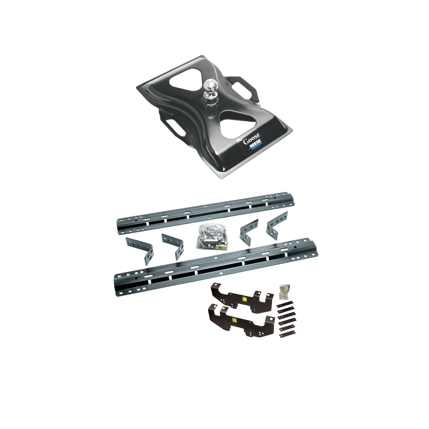 2003-2009 Dodge Ram 3500 Except Mega Cab & w/Overload Springs Reese The Goose 25K Fifth Wheel Gooseneck Plate w/ Universal Rail Kit & Custom Fit Brackets thumbnail 0