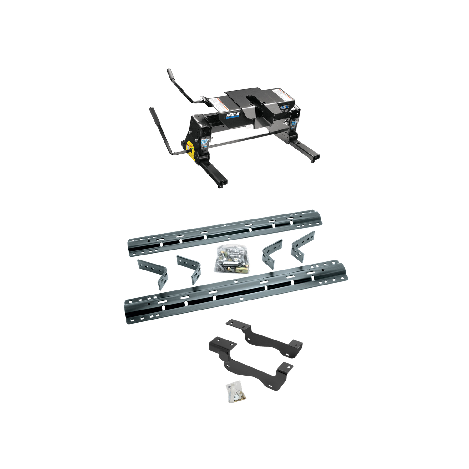 2015-2020 Ford F-150 Except Raptor Reese 16K Slider Fifth Wheel, Dual Jaw, Complete System, Square Tube Slider (Includes Rails & Custom Fit Brackets) thumbnail 0