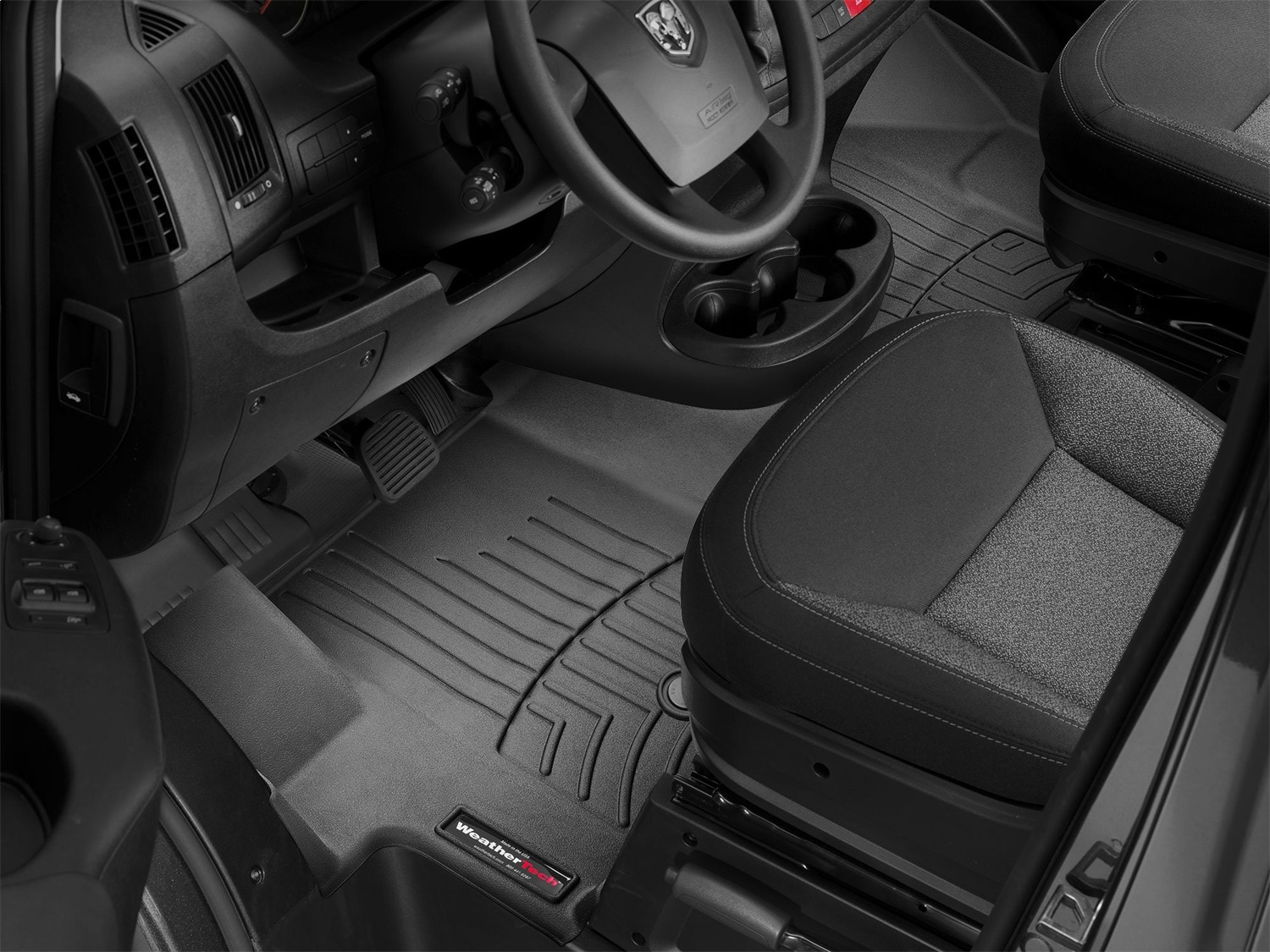 WeatherTech FloorLinerTM DigitalFit; Black; Front; Over The Hump 446481 thumbnail 1