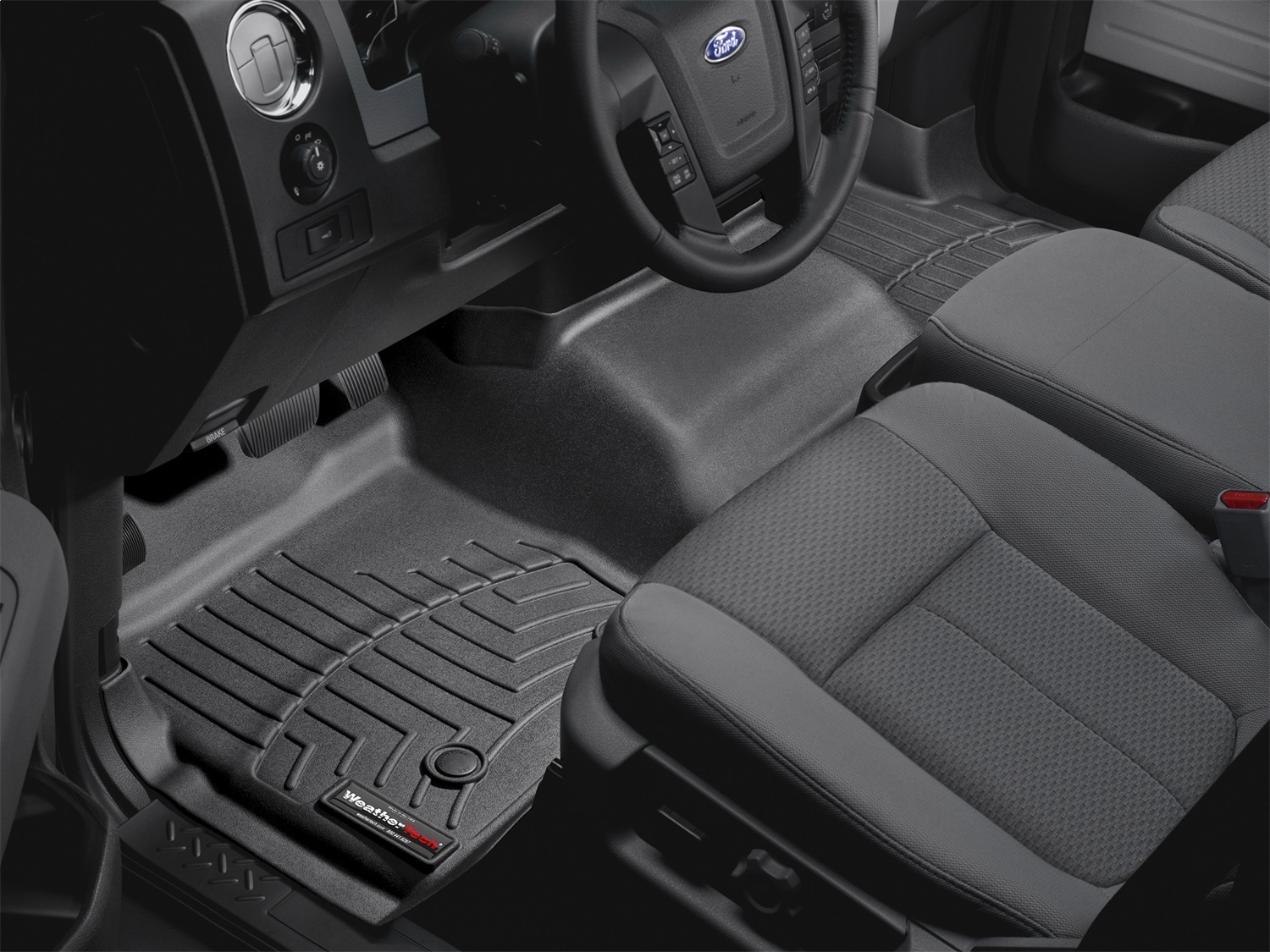WeatherTech FloorLinerTM DigitalFit; Black; Front; Over The Hump 444091 thumbnail 1