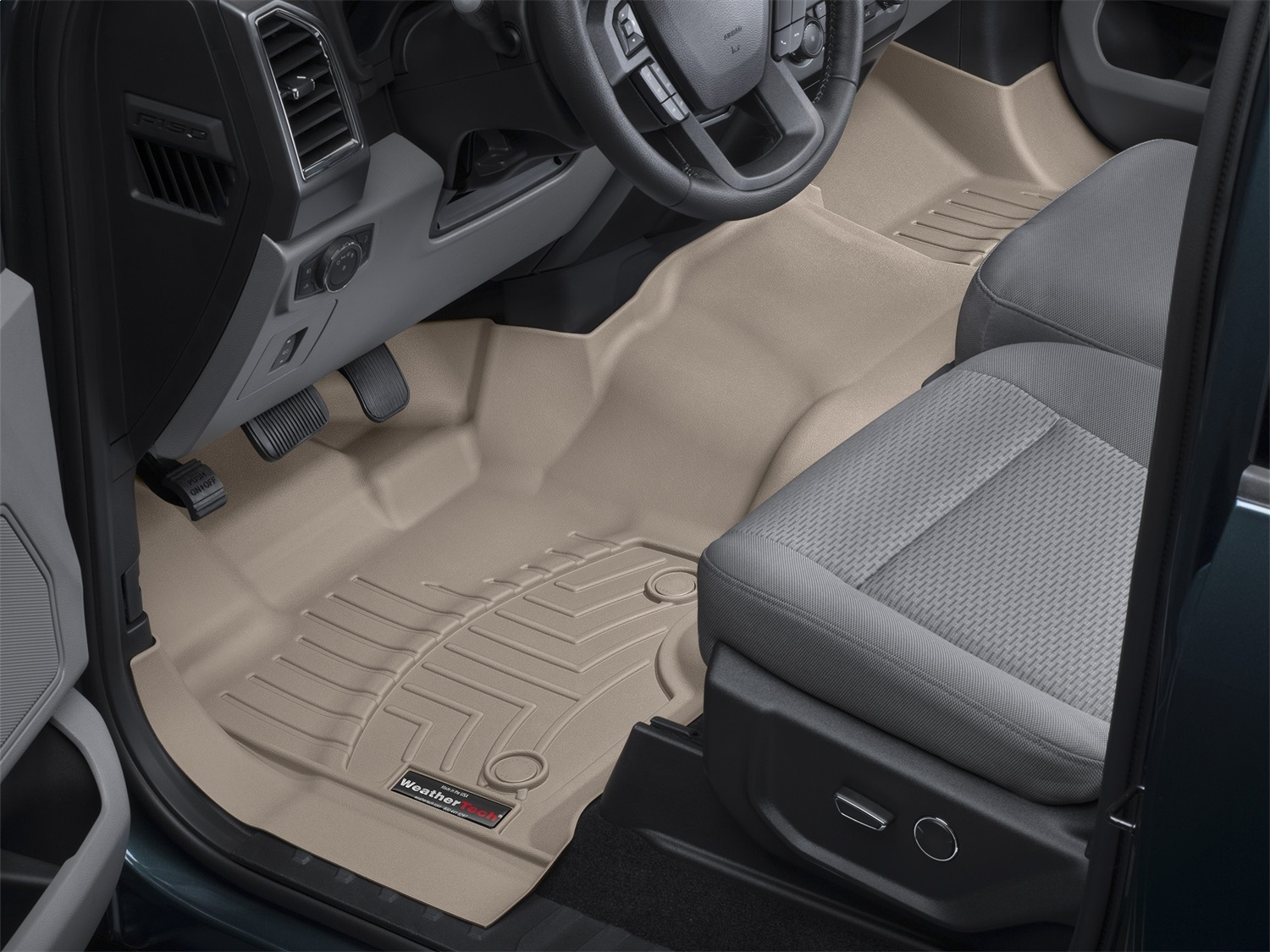 WeatherTech FloorLinerTM DigitalFit; Tan; Front; Over The Hump 457931 thumbnail 1