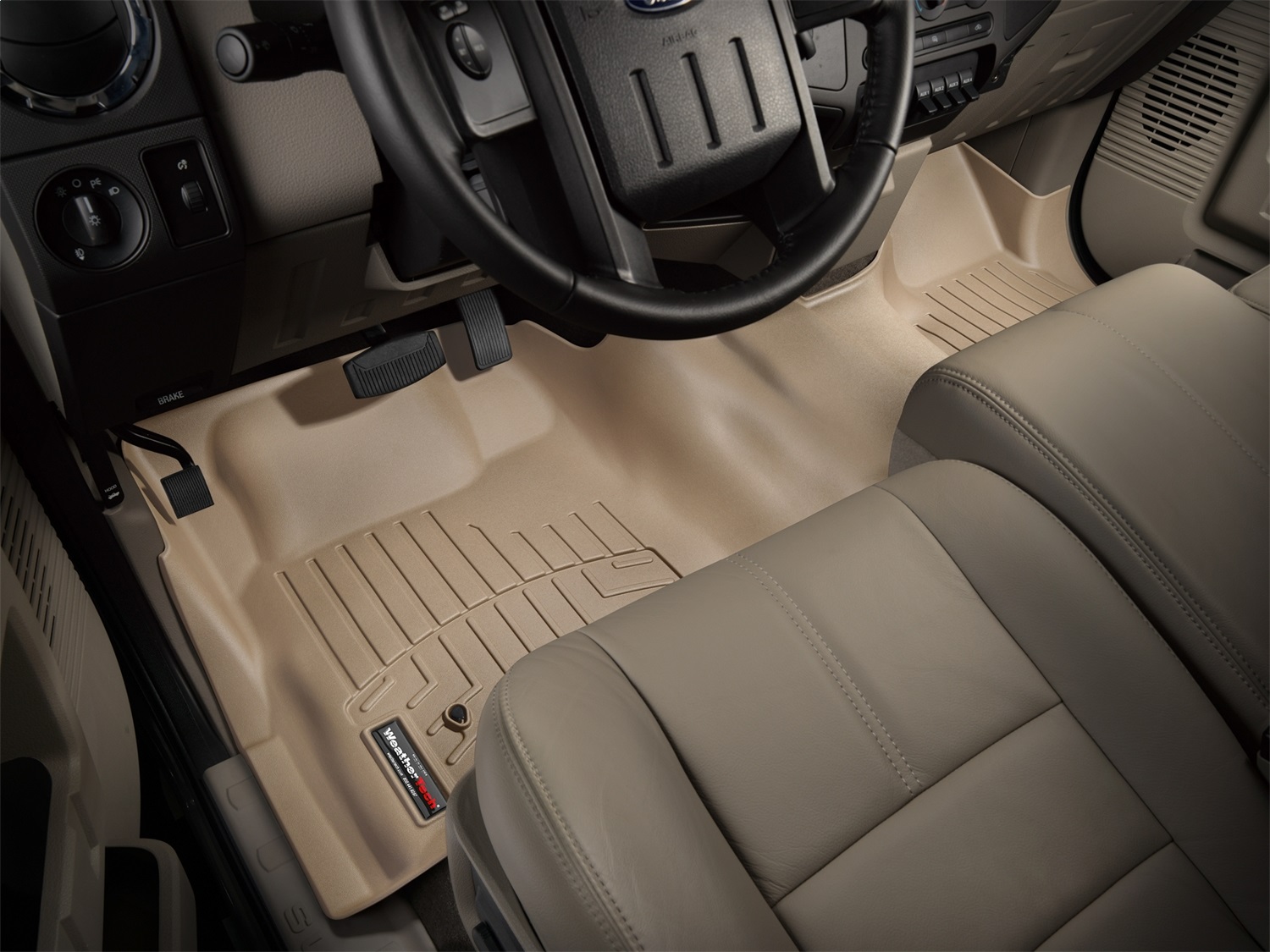 WeatherTech FloorLinerTM DigitalFit; Tan; Front; Over The Hump 452931 thumbnail 0