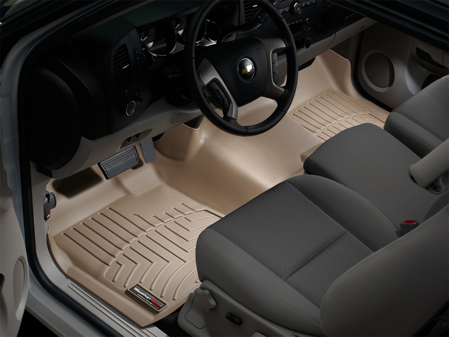 WeatherTech FloorLinerTM DigitalFit; Tan; Front; Over The Hump 452941 thumbnail 1