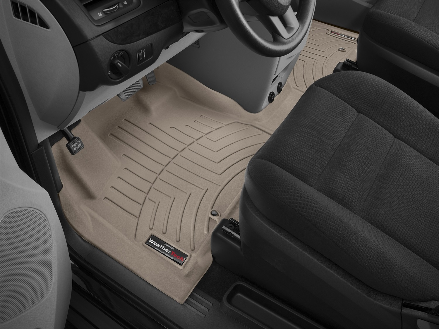WeatherTech FloorLinerTM DigitalFit; Tan; Front; Over The Hump 455621 thumbnail 1