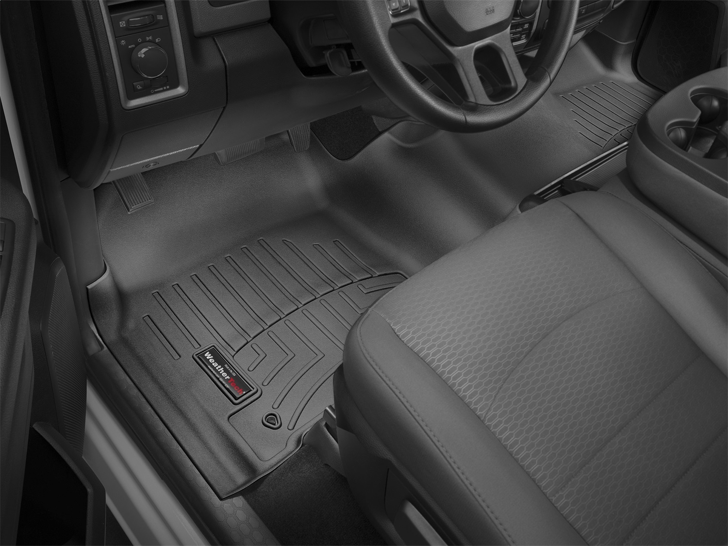WeatherTech FloorLinerTM DigitalFit; Black; Front; Over The Hump 444771 thumbnail 1