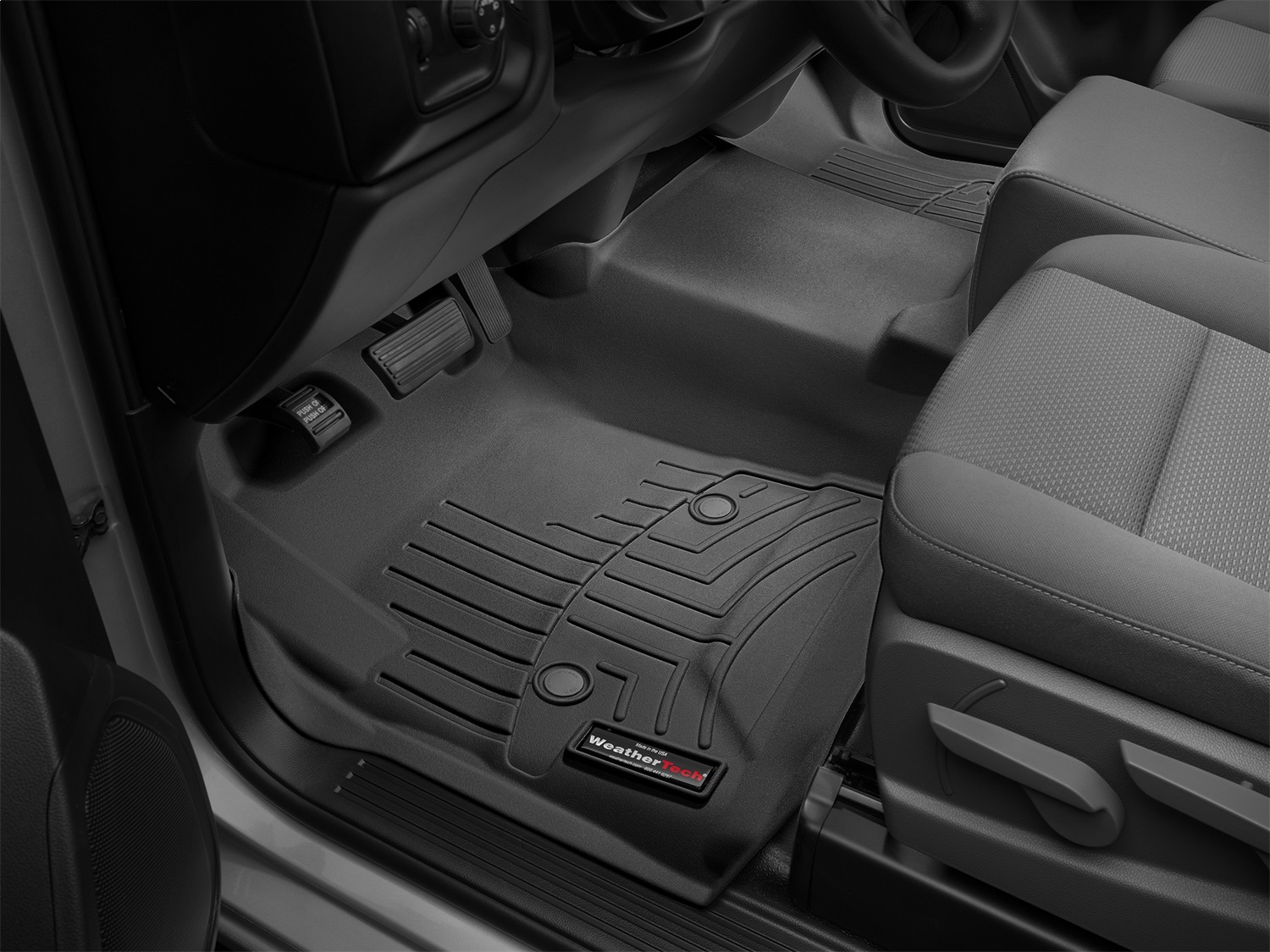 WeatherTech FloorLinerTM DigitalFit; Black; Front; Over The Hump 445451 thumbnail 0