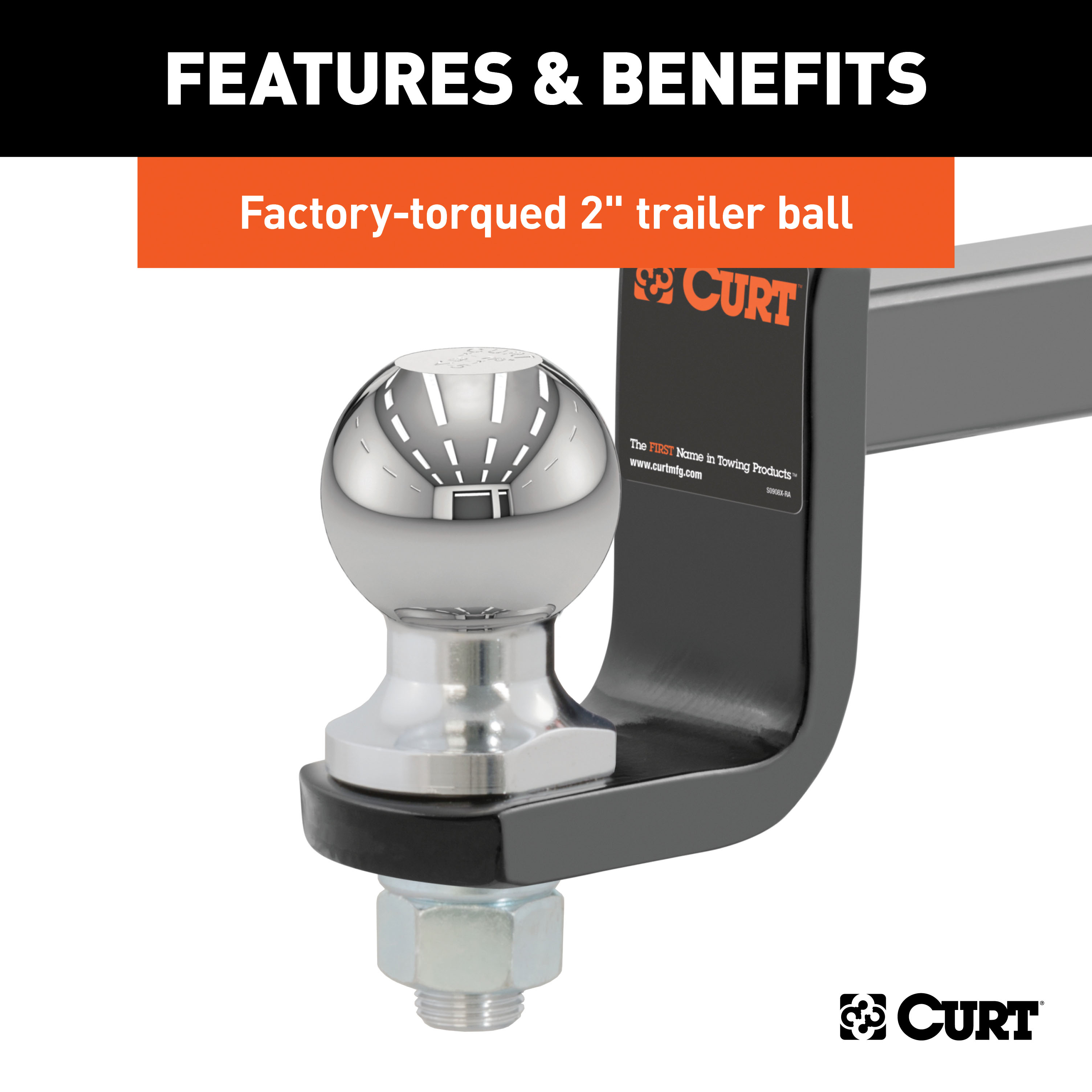 CURT 3,500 lbs Towing Starter Kit with 2" Ball (1-1/4" Shank, 3-1/4" Drop) Trailer Hitch Ball Mount with Switch Ball Trailer Ball (1-7/8", 2" & 2-5/16") & 5/8" Diameter Channel Mount Lock thumbnail 4