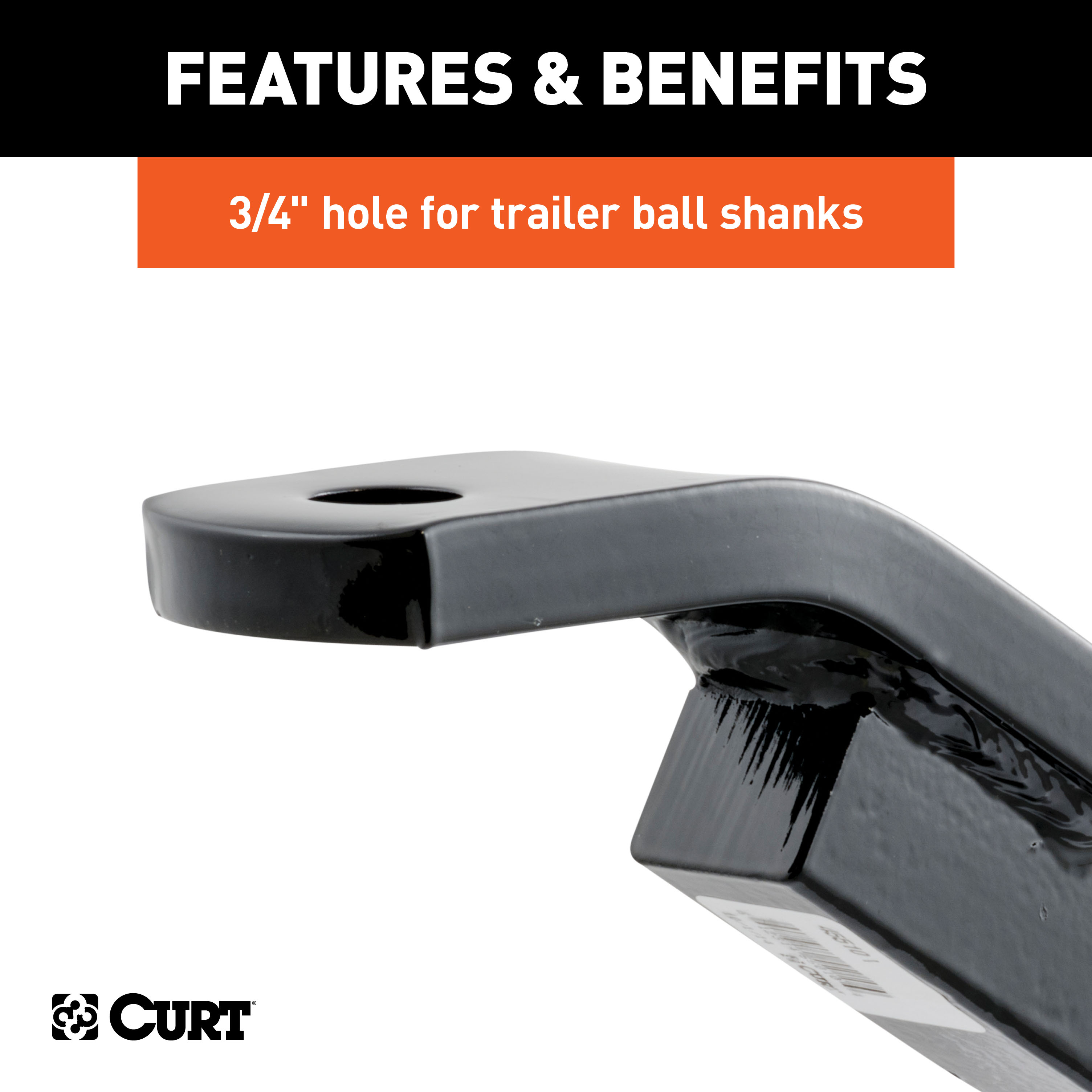 CURT 45510 Class 2 Trailer Hitch Ball Mount, Fits 1-1/4-Inch Receiver, 3,500 lbs, 3/4-Inch Hole, 3-1/8-Inch Rise with 5/8" Hitch Lock & Trailer Hitch Lock thumbnail 4