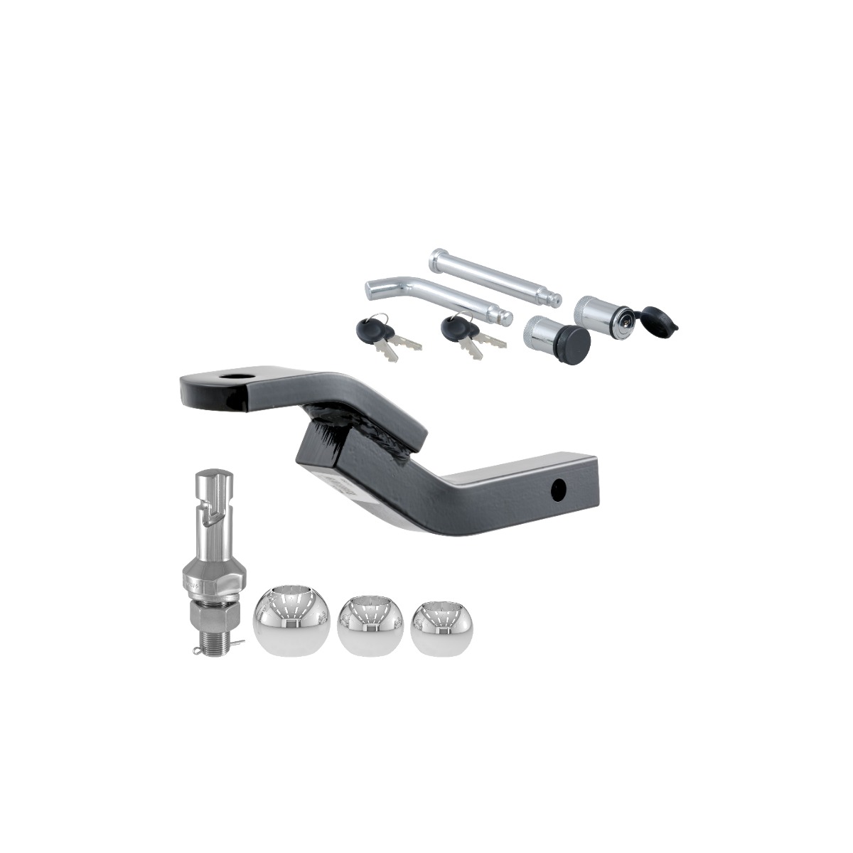 CURT 3,500 lbs Class 2 Trailer Hitch Ball Mount, Fits 1-1/4-Inch Receiver, 3/4-Inch Hole, 3-1/8-Inch Rise with Switch Ball Trailer Ball (1-7/8", 2" & 2-5/16" Balls) & Channel Mount Lock Set (5/8" Diameter) thumbnail 0