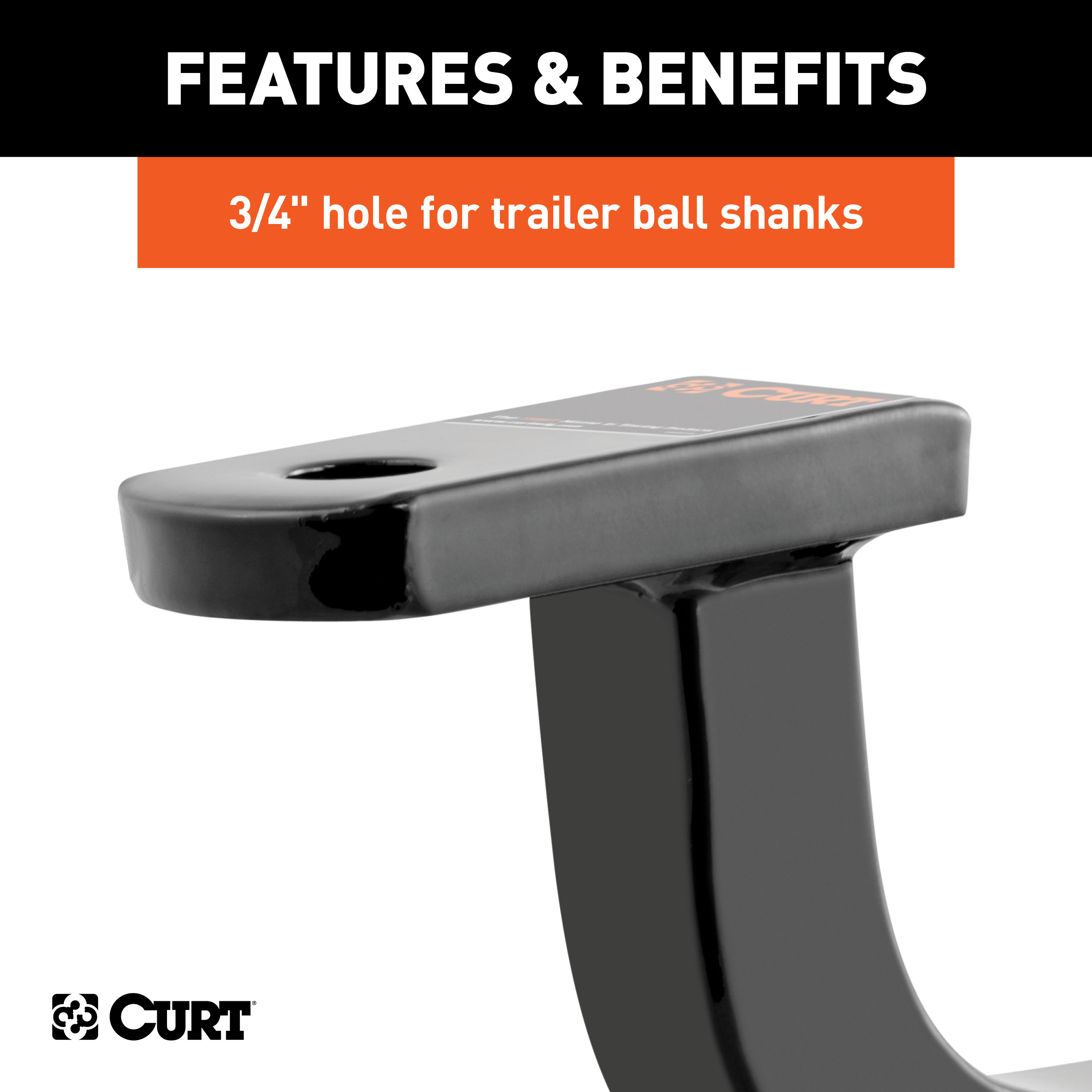 CURT Class 2 Ball Mount (1-1/4" Shank, 3,500 lbs, 3-1/8" Rise, 9-3/4" Long) Trailer Hitch Ball Mount with 5/8" Hitch Lock (3" Receiver, Barbell, Chrome) thumbnail 4