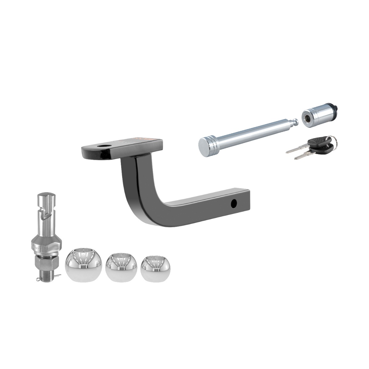 CURT Class 2 Ball Mount (1-1/4" Shank, 3,500 lbs, 3-1/8" Rise, 9-3/4" Long) Trailer Hitch Ball Mount with Switch Ball Trailer Ball (1-7/8", 2", 2-5/16" Balls) & 5/8" Hitch Lock (3" Receiver, Chrome) thumbnail 0