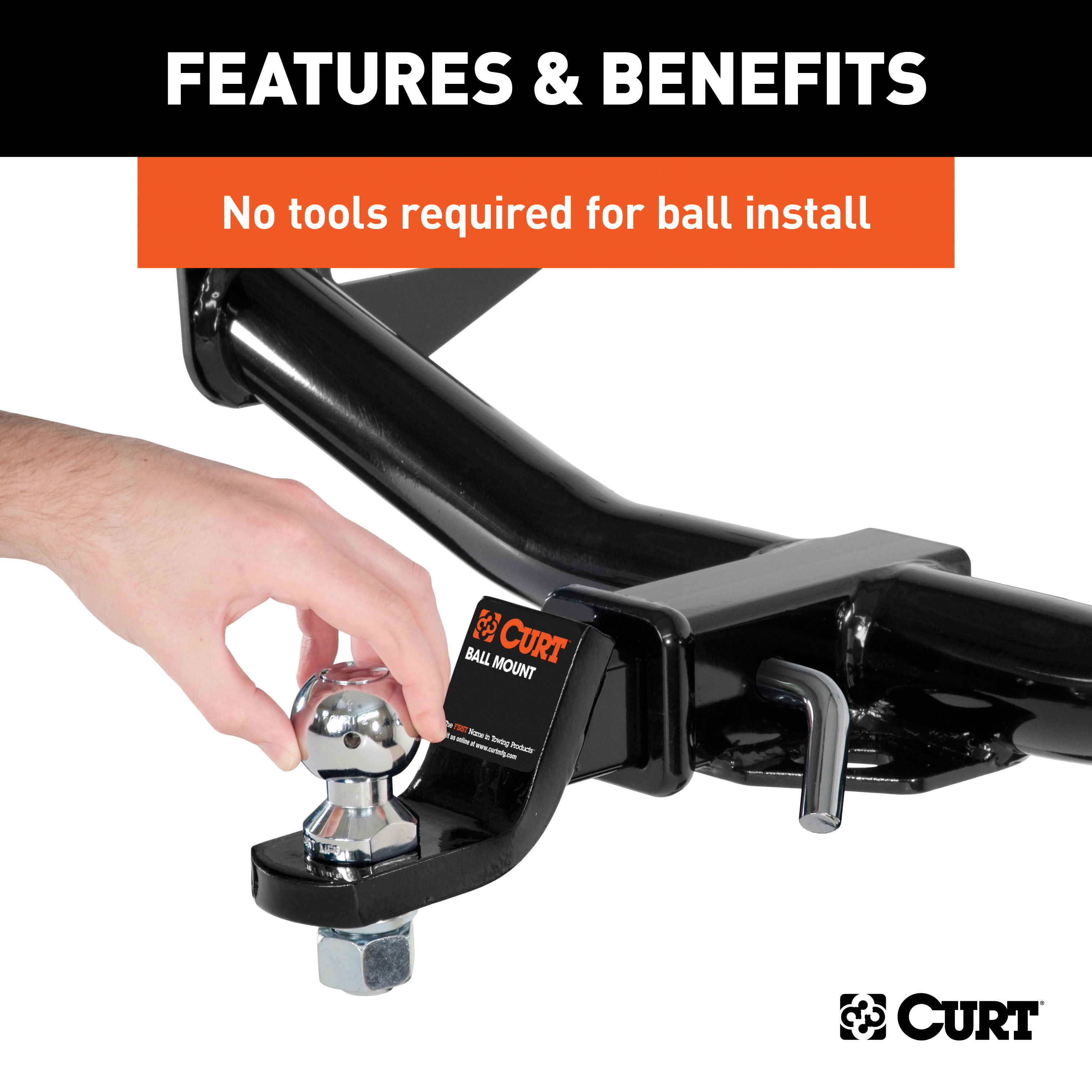 CURT Class 2 Ball Mount (1-1/4" Shank, 3,500 lbs, 3-1/8" Rise, 9-3/4" Long) Trailer Hitch Ball Mount with Switch Ball Trailer Ball (1-7/8", 2", 2-5/16" Balls) & Anti-Rattle Hitch Clamp for 2" Receiver thumbnail 9