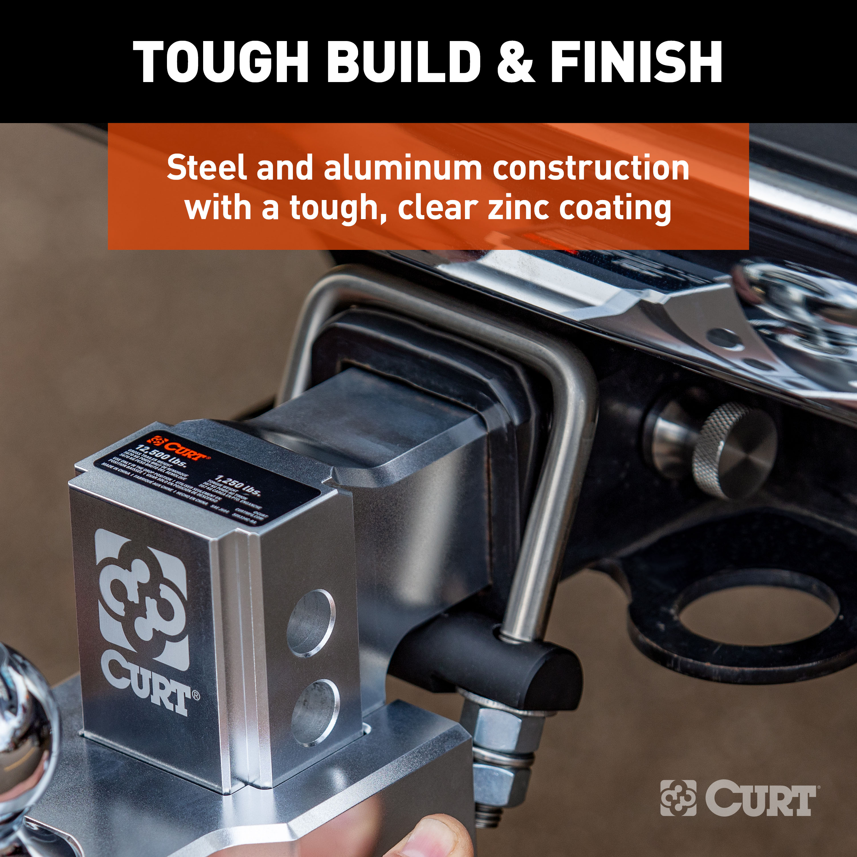 CURT 2" Solid Shank, 1-7/8", 2" & 2-5/16" Black Balls Trailer Hitch Ball Mount with Anti-Rattle Hitch Clamp for 2" Receiver thumbnail 8