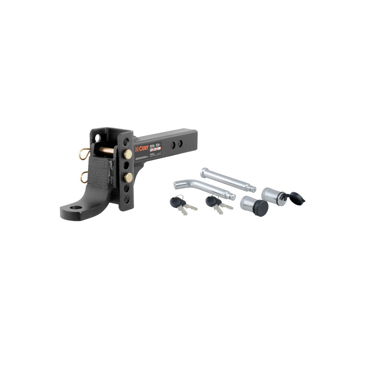 CURT 2" Shank, 6,000 lbs Capacity, 6-3/4" Drop Adjustable Channel Mount Trailer Hitch Ball Mount with 5/8" Diameter Channel Mount Lock & 2 Locks thumbnail 0