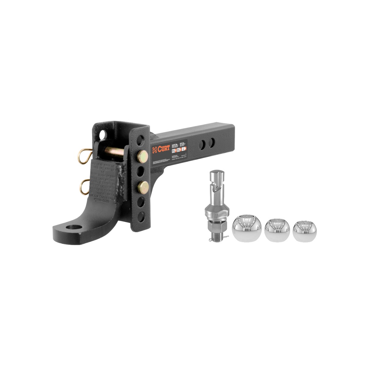 CURT 2" Shank, 6,000 lbs, 6-3/4" Drop Adjustable Channel Mount Trailer Hitch Ball Mount with Switch Ball Trailer Ball Set (1-7/8", 2", 2-5/16" Balls) thumbnail 0