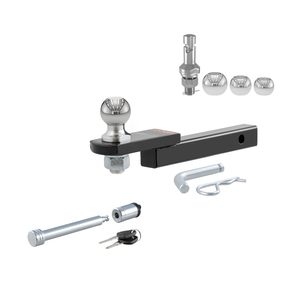 CURT 3,500 lbs 1-1/4" Shank 3/4" Rise Trailer Hitch Ball Mount with 1-7/8", 2" & 2-5/16" Trailer Balls & 5/8" Hitch Lock thumbnail 0